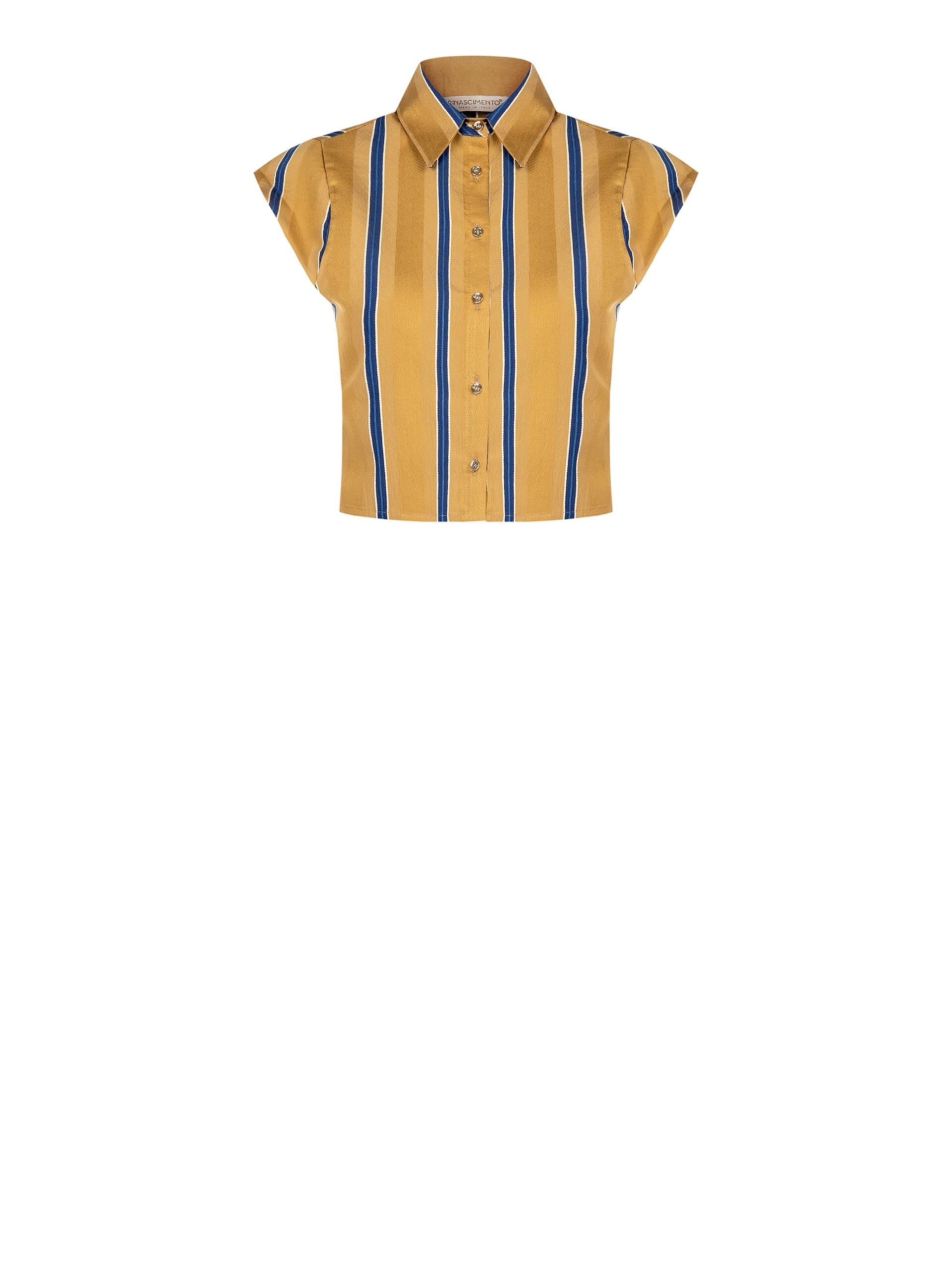 Camicia Crop Quadrata Con Piccoli Bottoni Logo Rinascimento