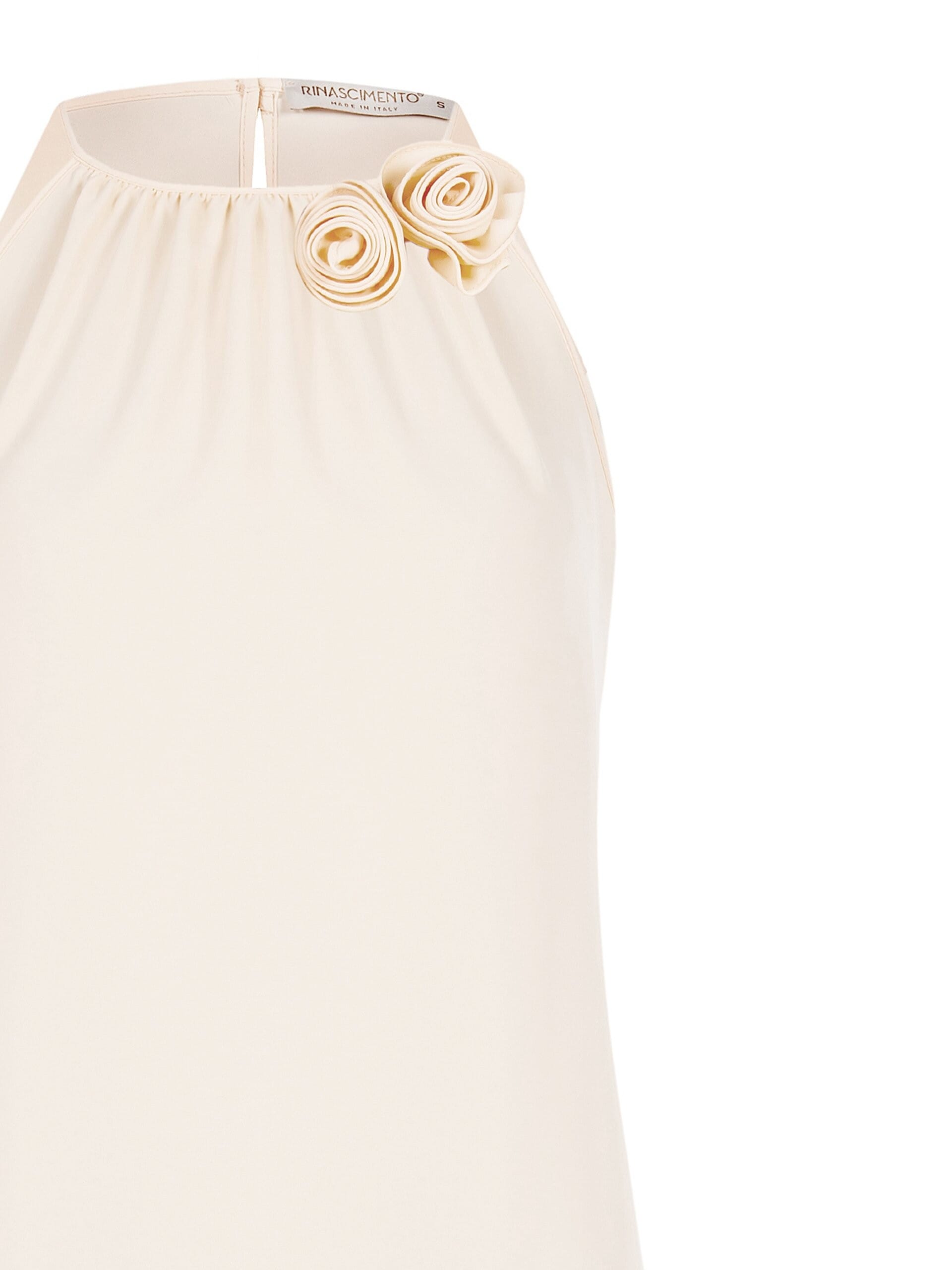 Blusa Fluida A Trapezio In Raso Opaco Con Rose Rinascimento