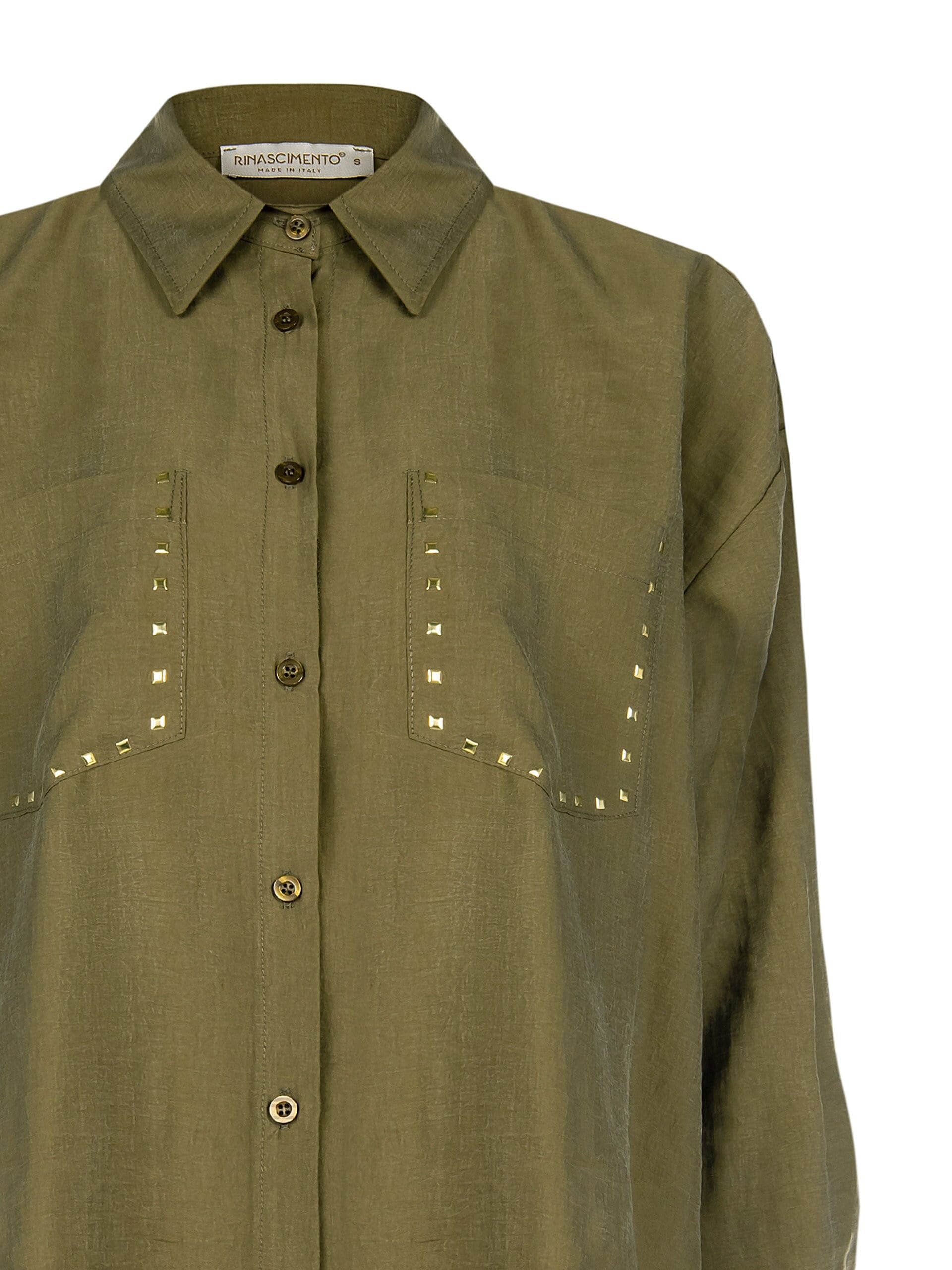 Camicia In Tessuto Leggermente Stropicciato Con Borchiette Rinascimento