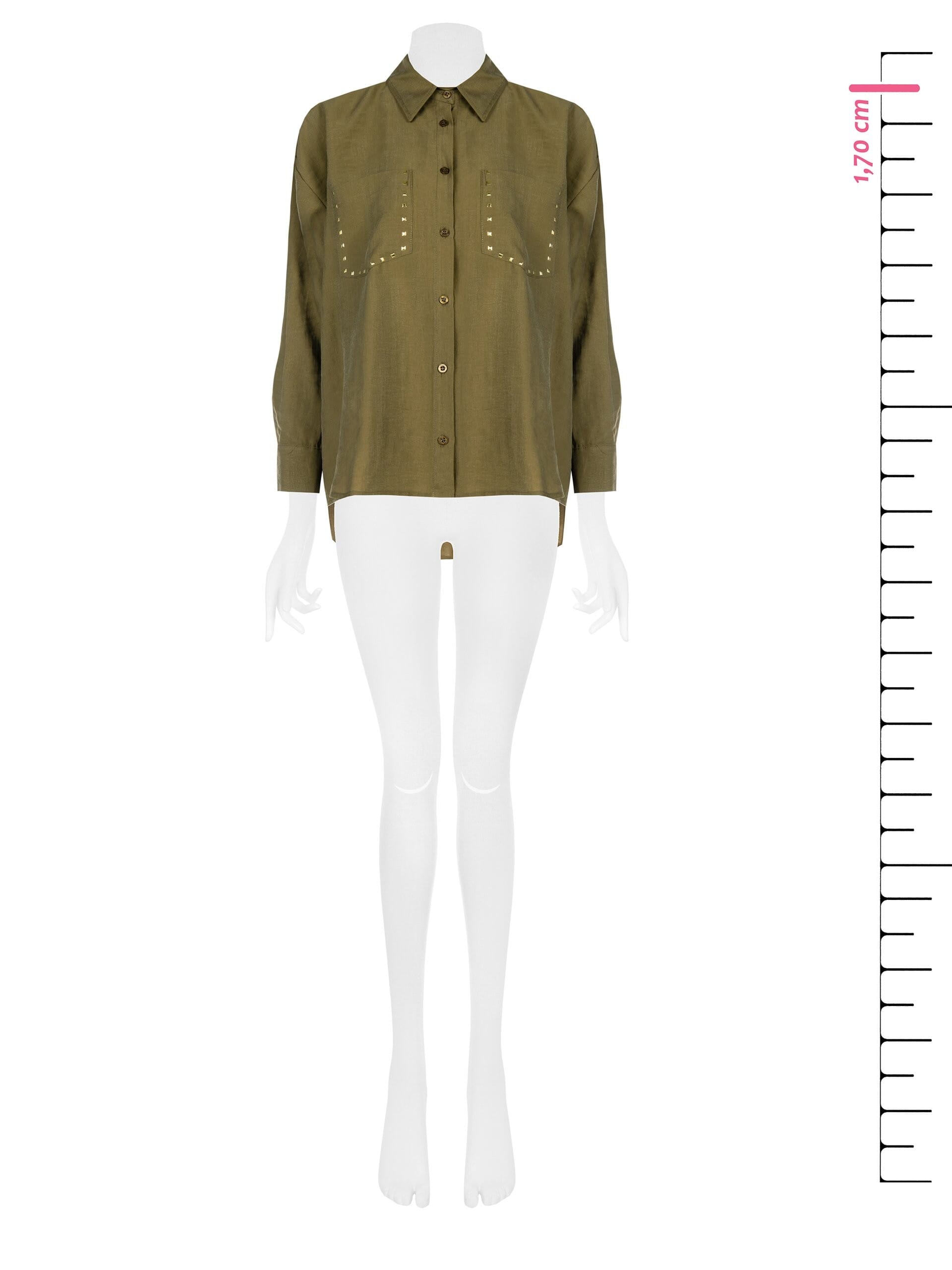 Camicia In Tessuto Leggermente Stropicciato Con Borchiette Rinascimento