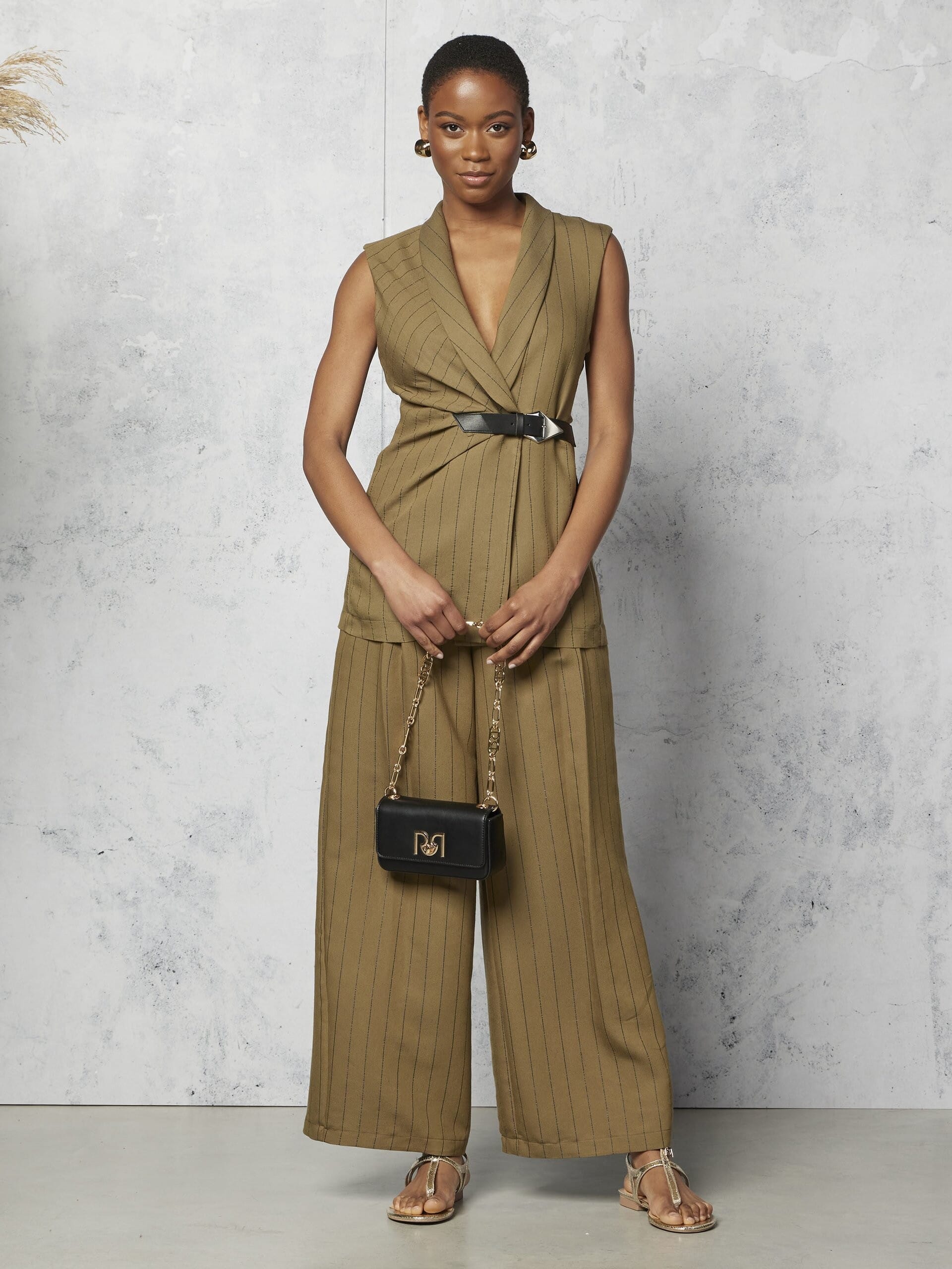 Gilet A Portafoglio In Misto Lino A Righe Rinascimento