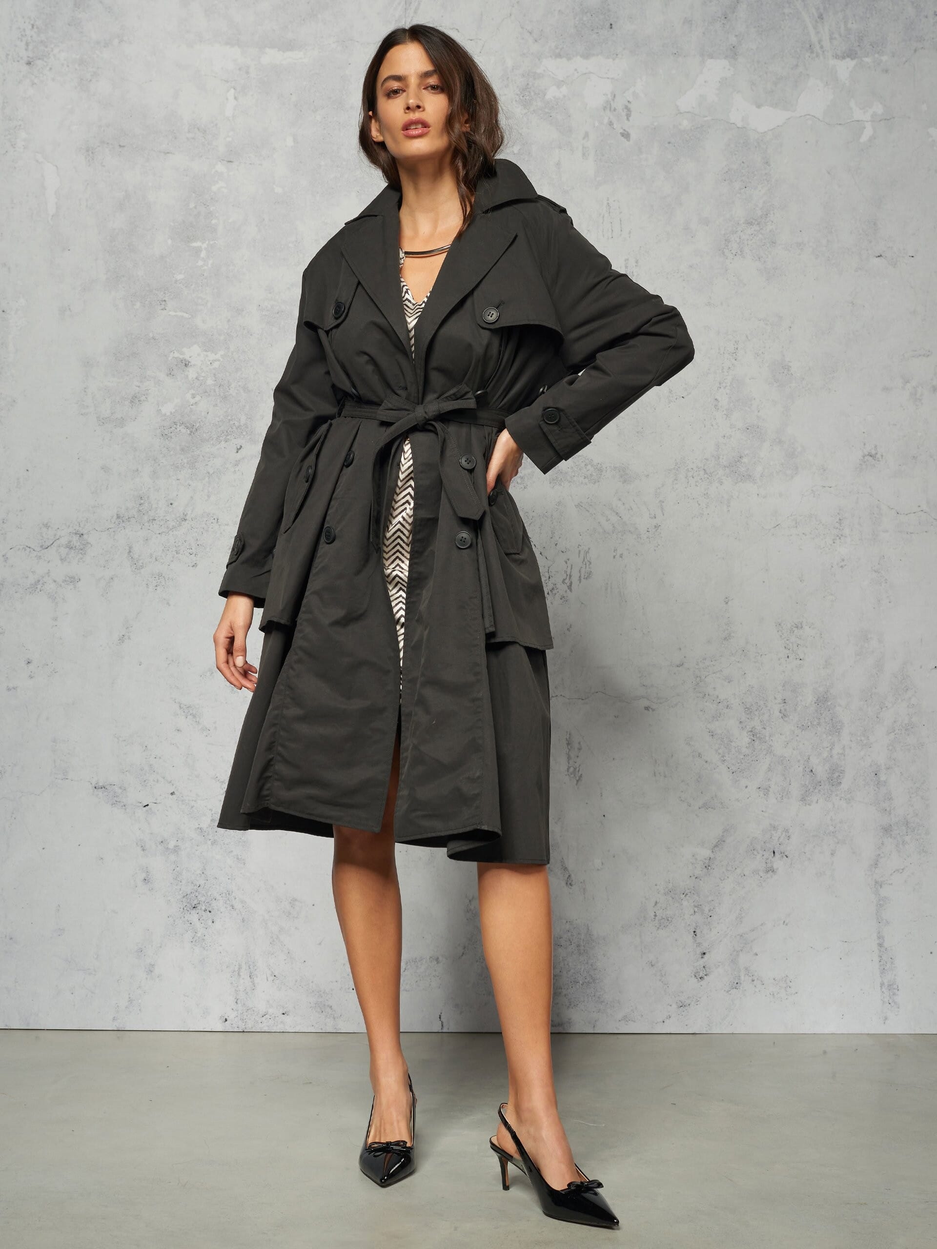 Trench-coat en coton mélangé avec ceinture coordonnée Rinascimento