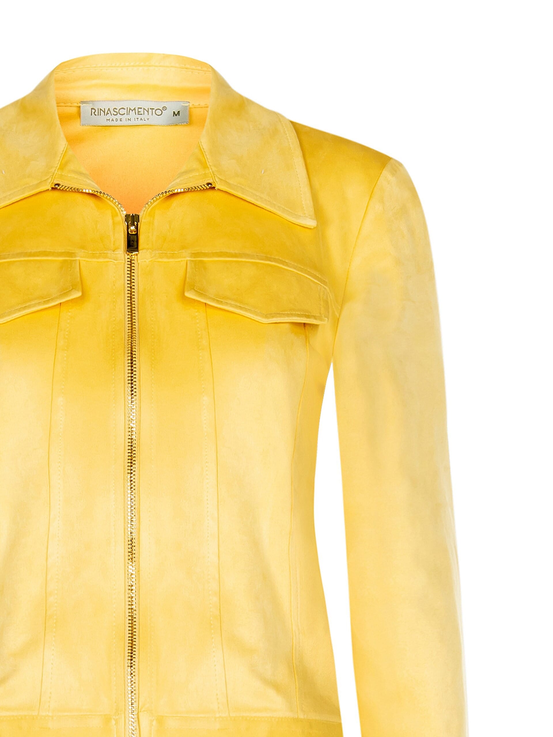 Giacca Corta In Simil Camoscio Con Zip Rinascimento