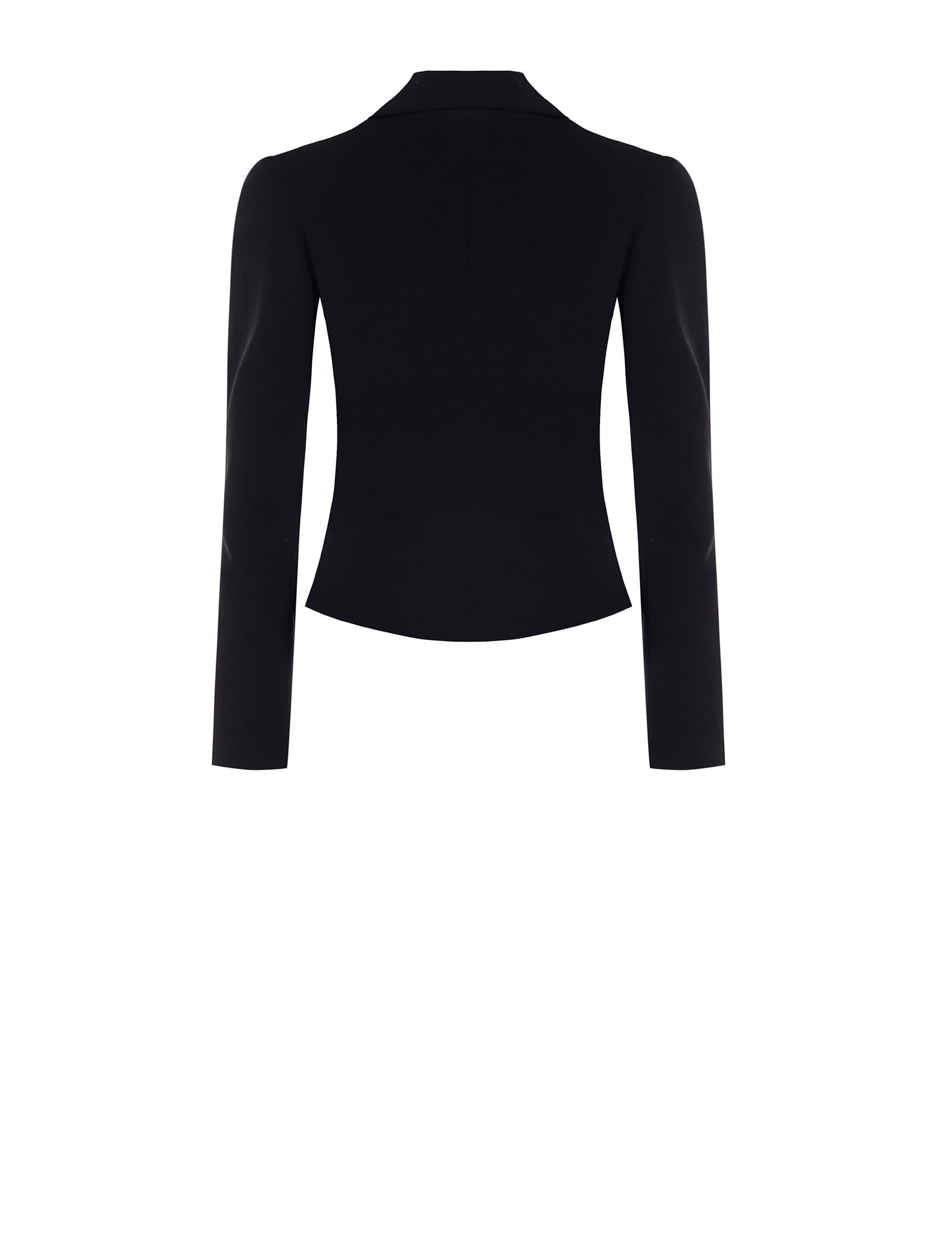 Giacca Blazer Corta Sfiancata In Scuba Crepe Con Fibbia In Strass Rinascimento