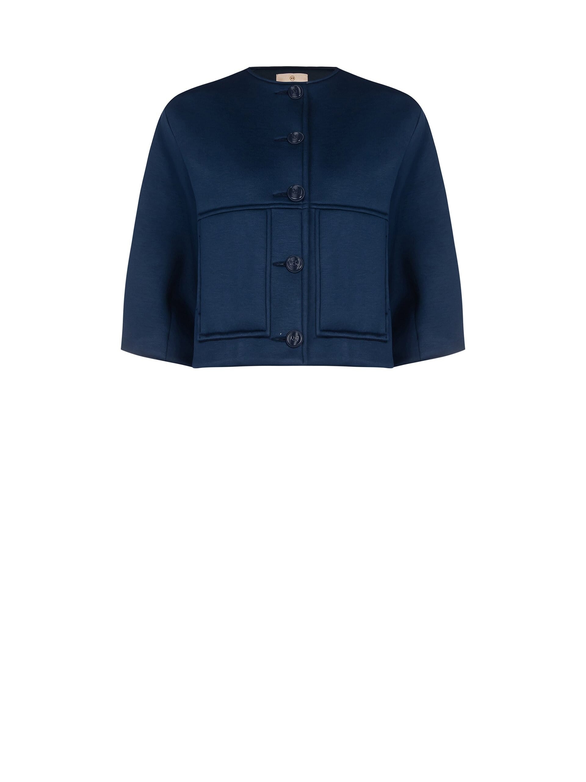 Cappotto Cropped In Neoprene Con Tasconi E Maniche A 3/4 Rinascimento