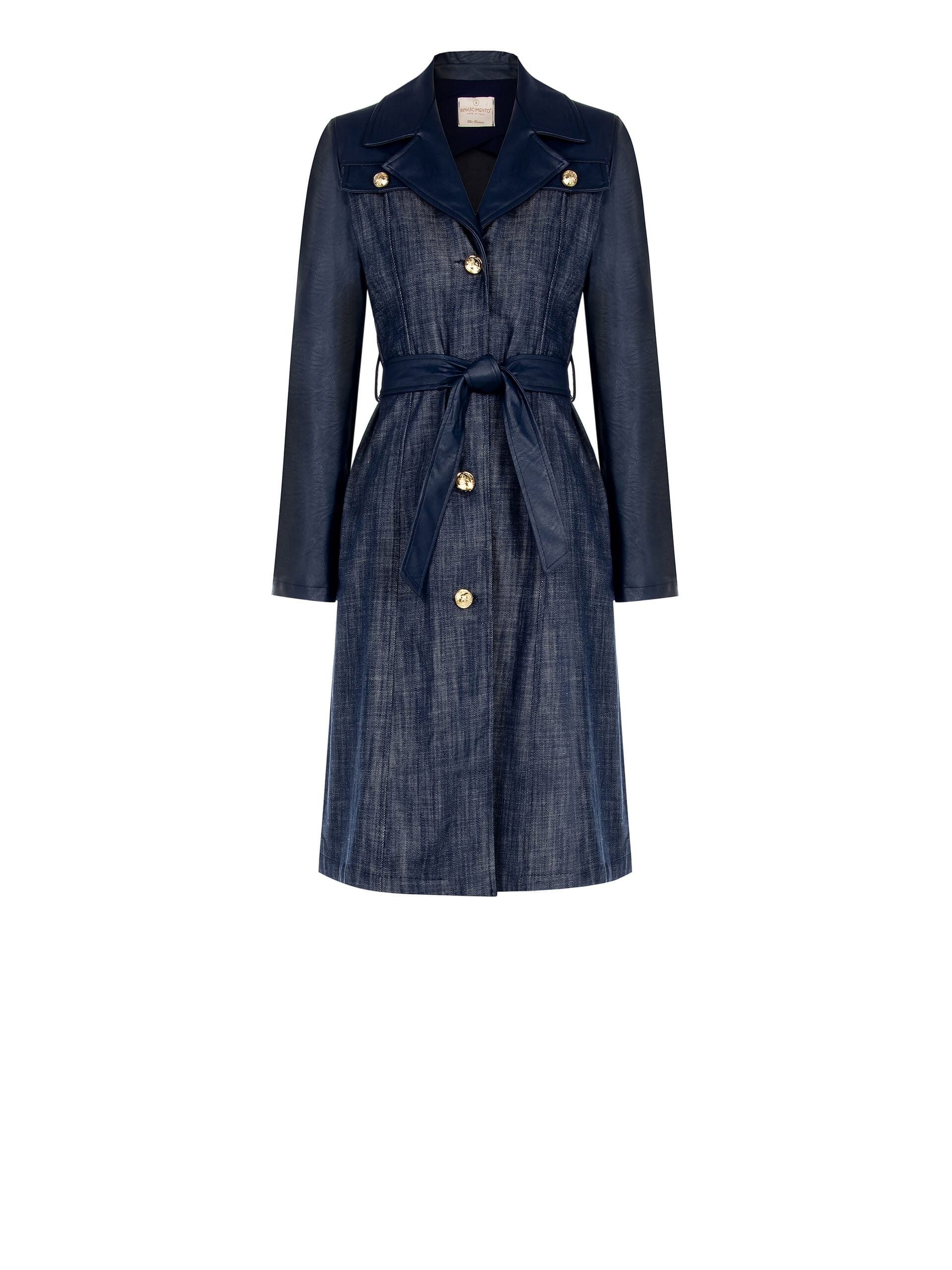 Cappotto Spolverino In Denim E Simil Pelle Rinascimento