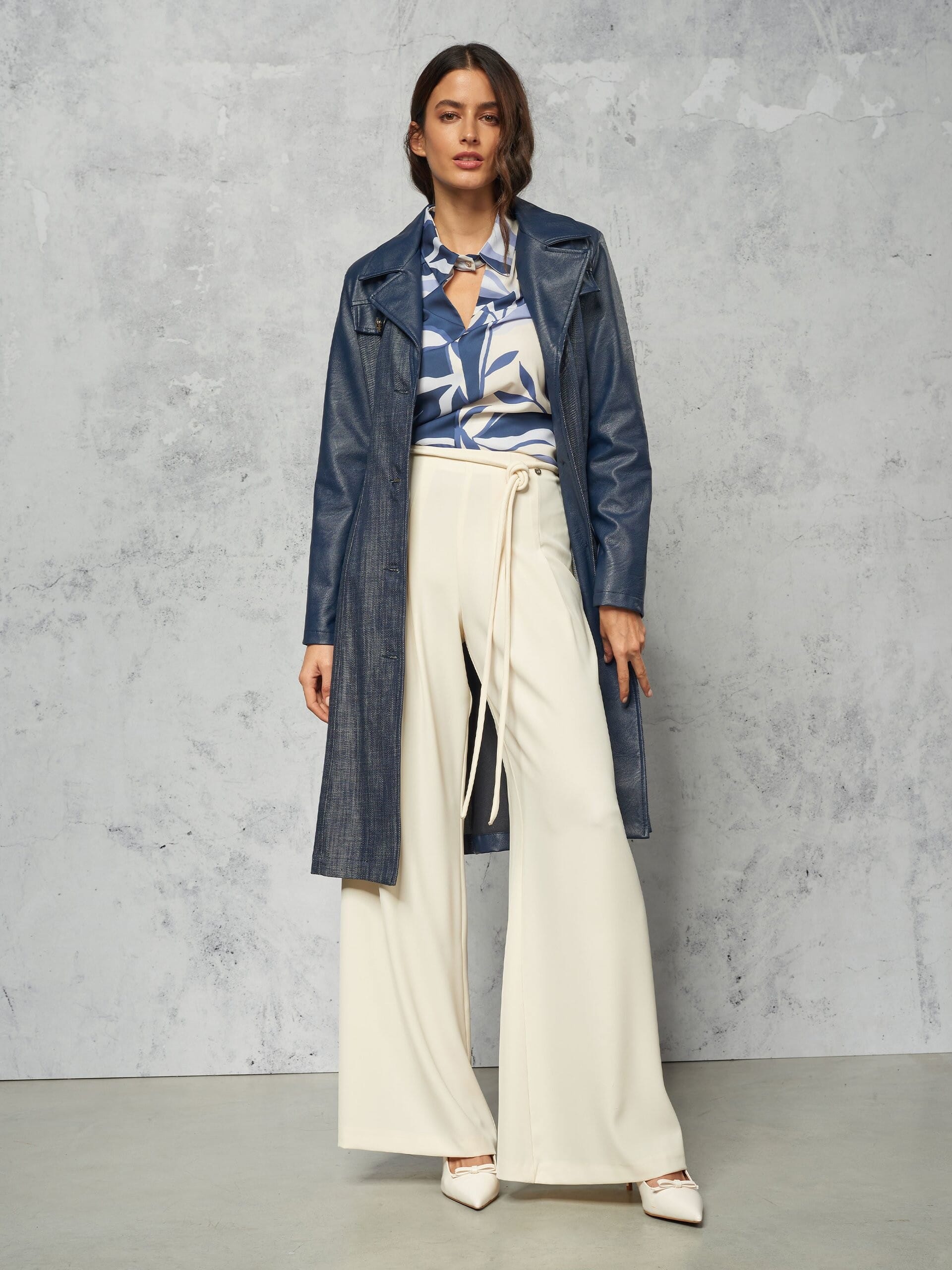 Cappotto Spolverino In Denim E Simil Pelle Rinascimento