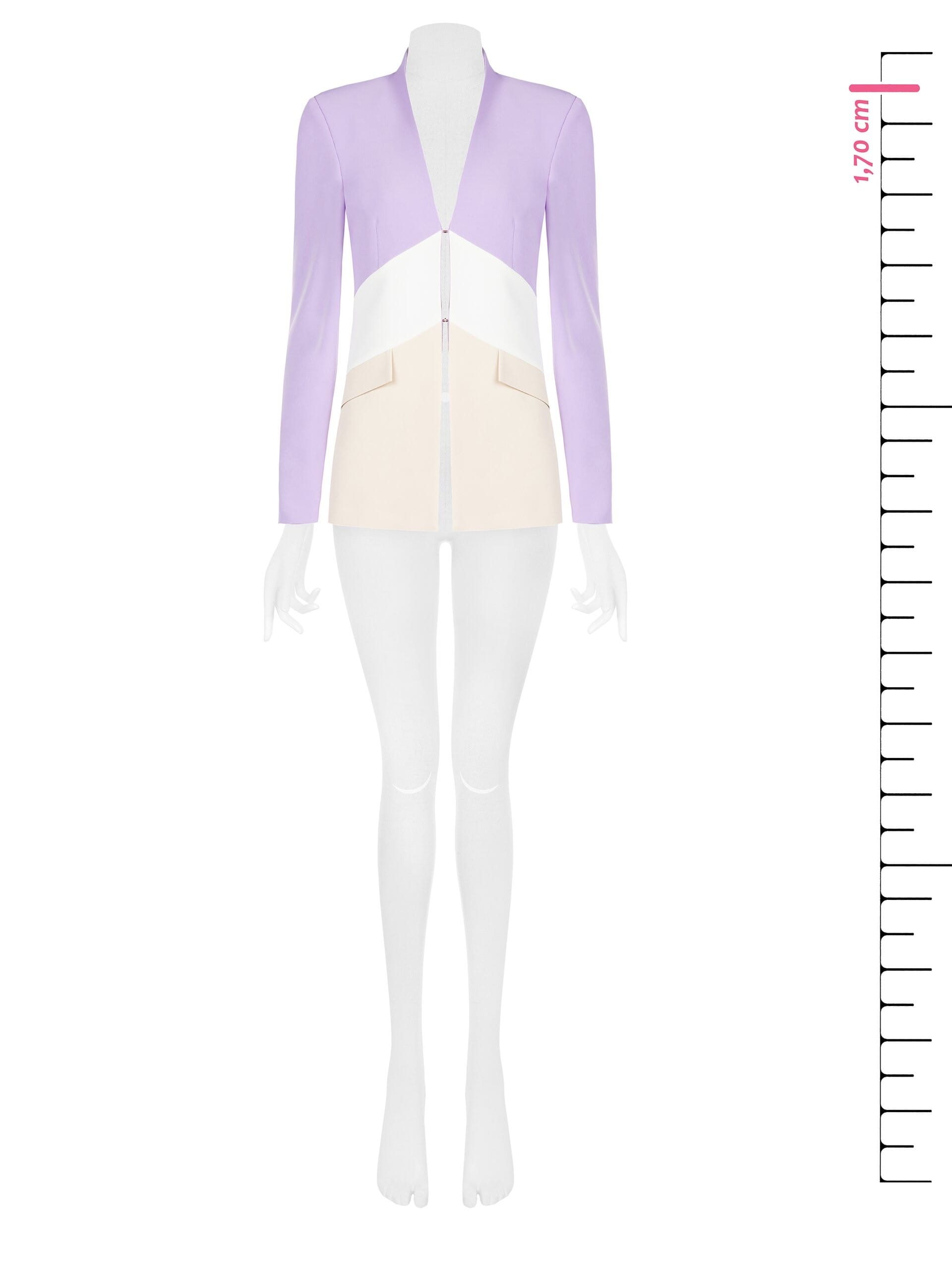 Giacca Blazer Tricolor Con Chiusura A Ganci In Tessuto Tecnico Rinascimento