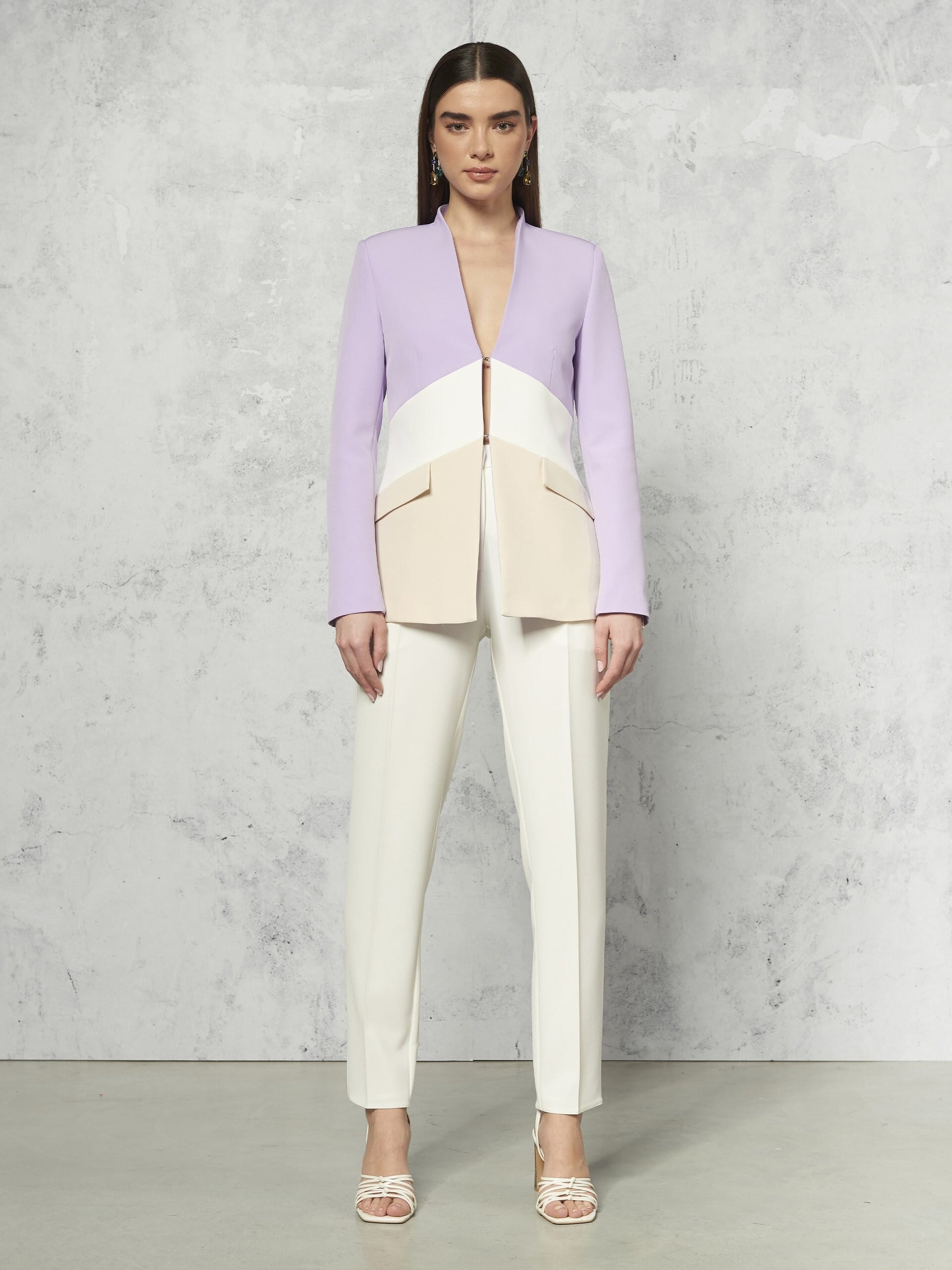 Giacca Blazer Tricolor Con Chiusura A Ganci In Tessuto Tecnico Rinascimento