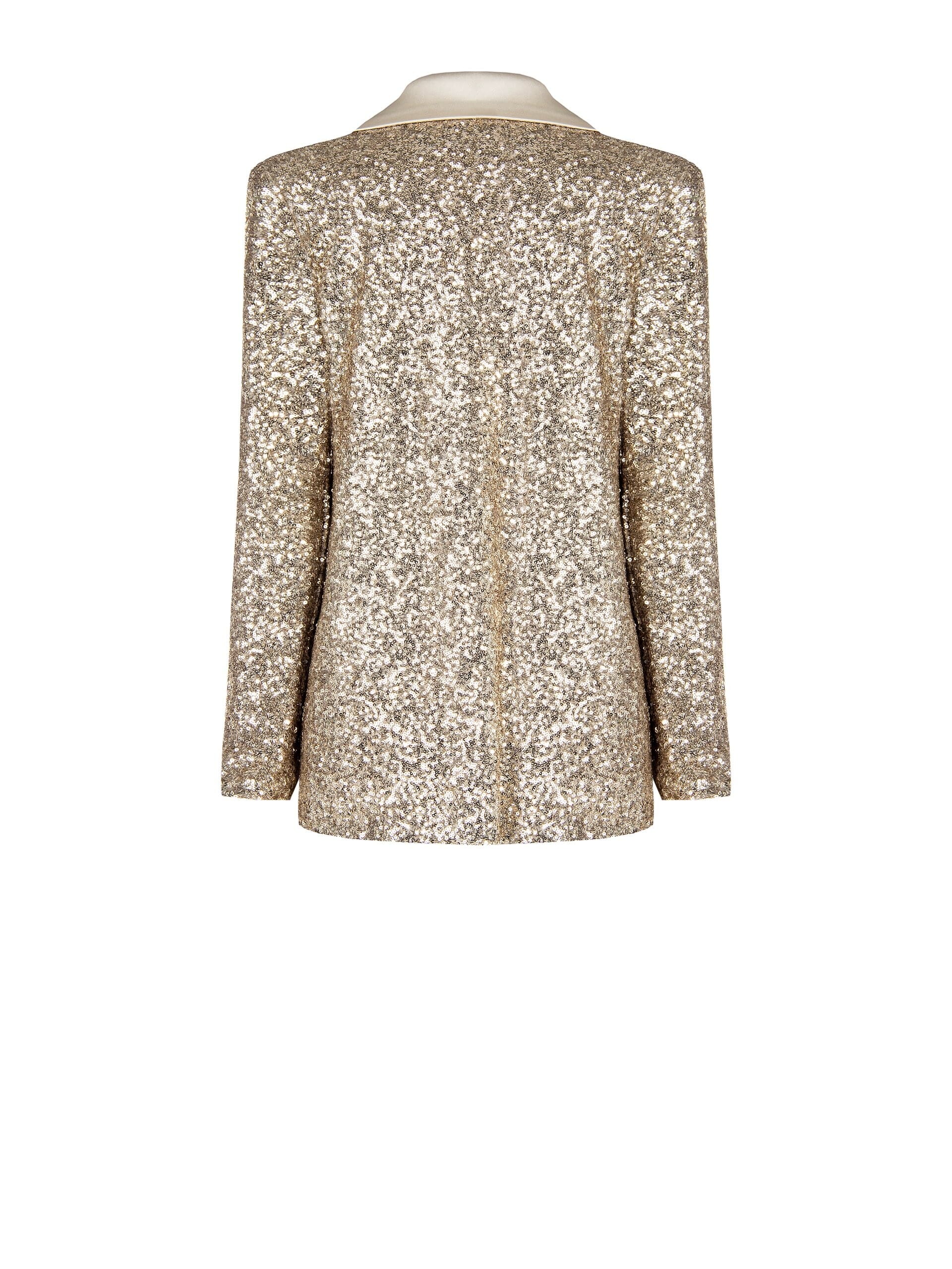 Giacca Blazer Ricoperta Di Paillettes Con Bottoni E Revers In Raso Rinascimento