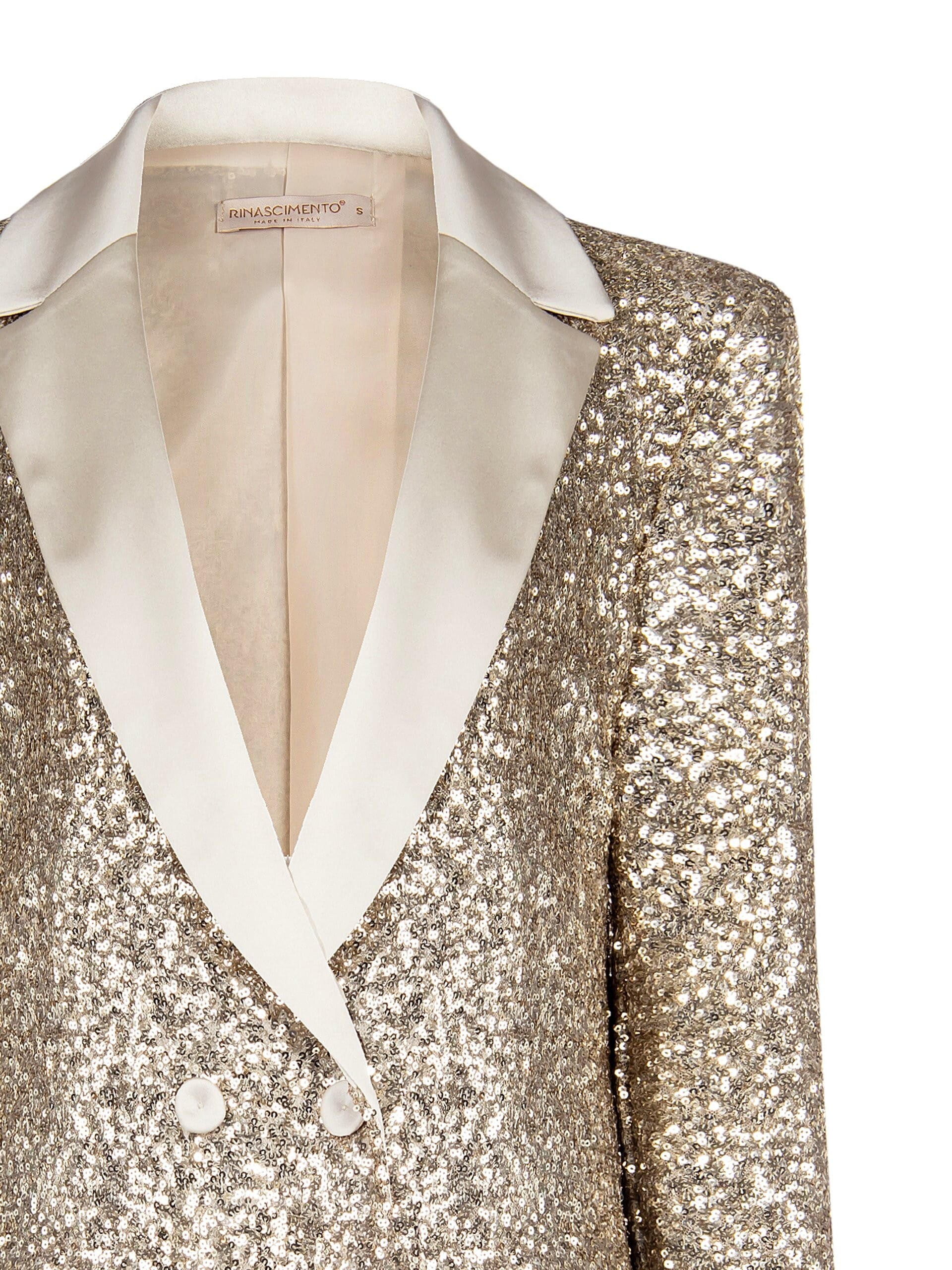 Giacca Blazer Ricoperta Di Paillettes Con Bottoni E Revers In Raso Rinascimento