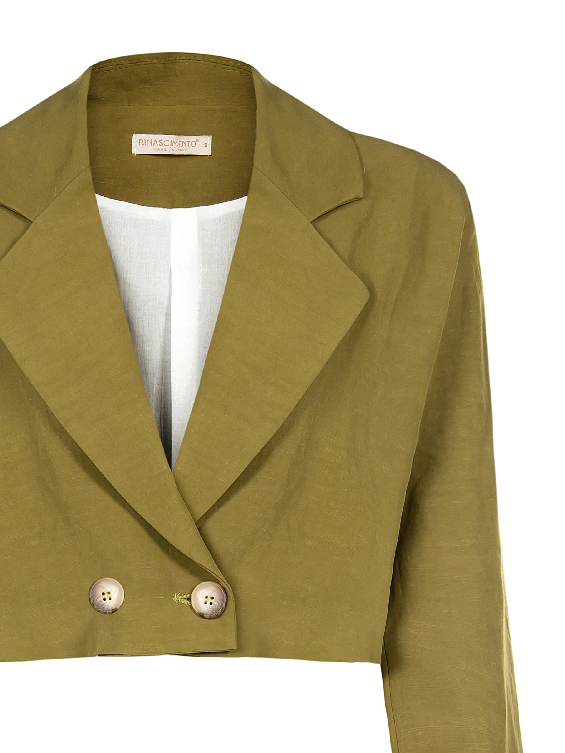 Giacca Blazer Cropped In Misto Lino Rinascimento