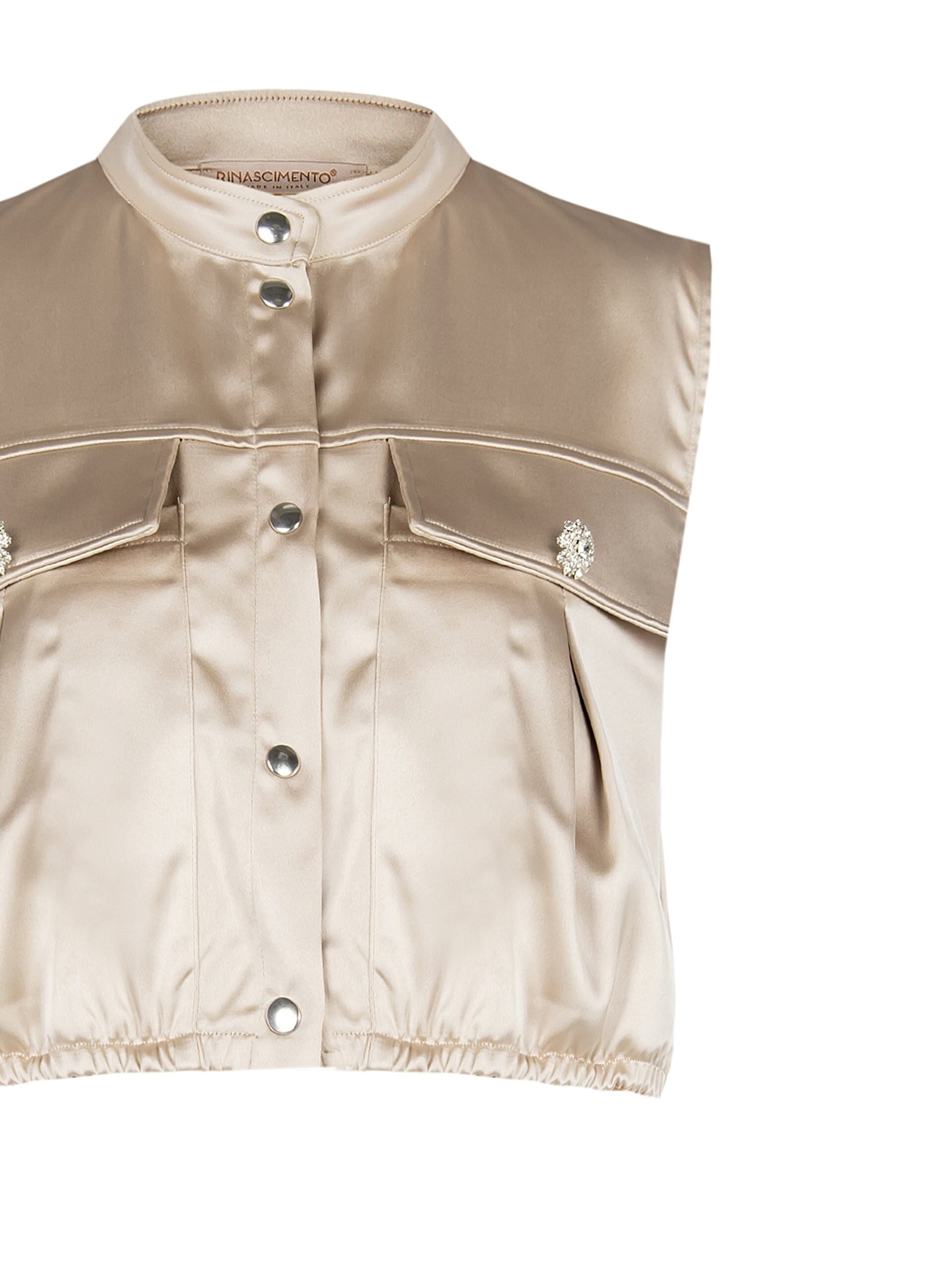 Gilet court en satin avec boutons ornés de bijoux Rinascimento