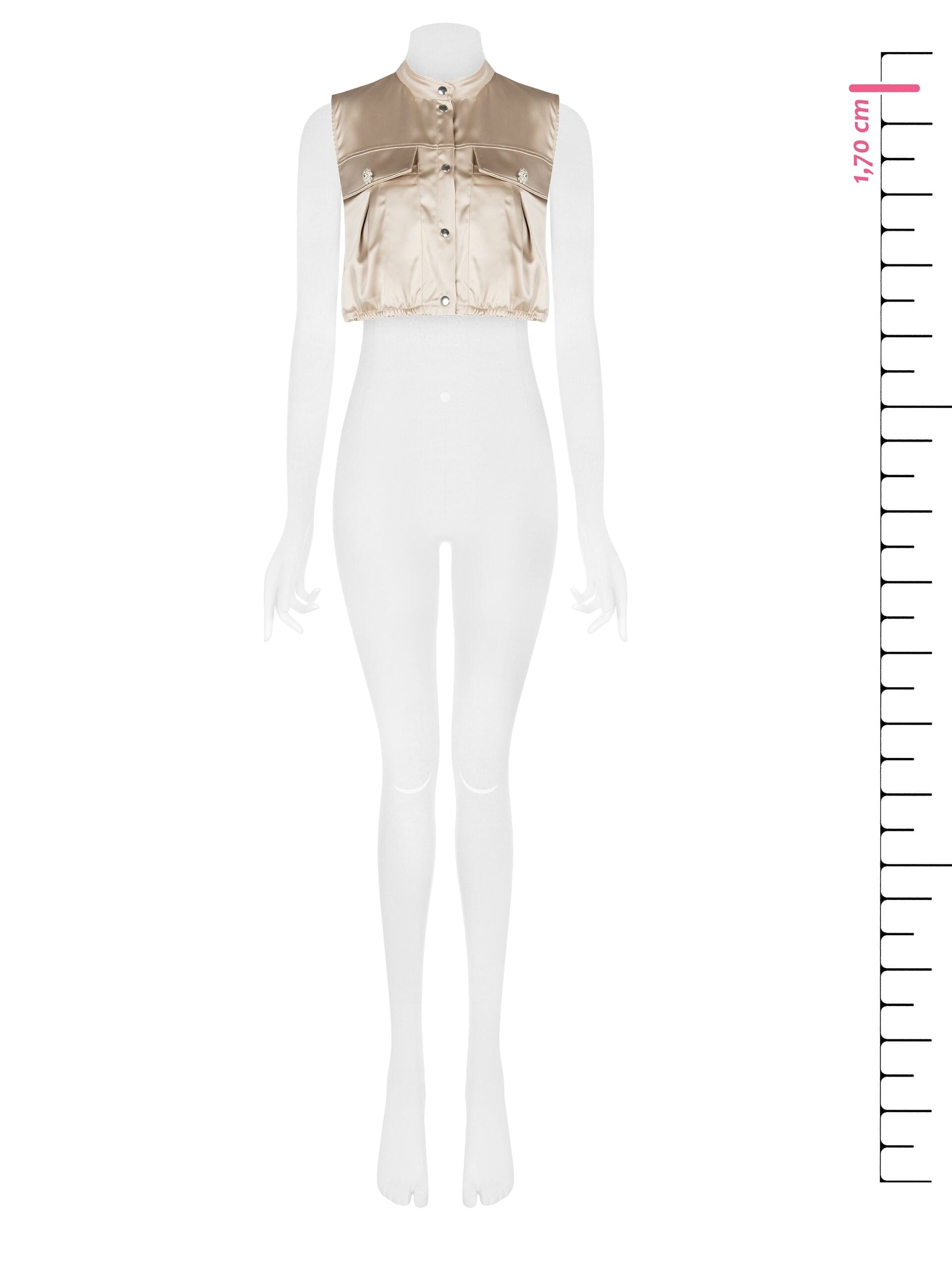 Gilet court en satin avec boutons ornés de bijoux Rinascimento