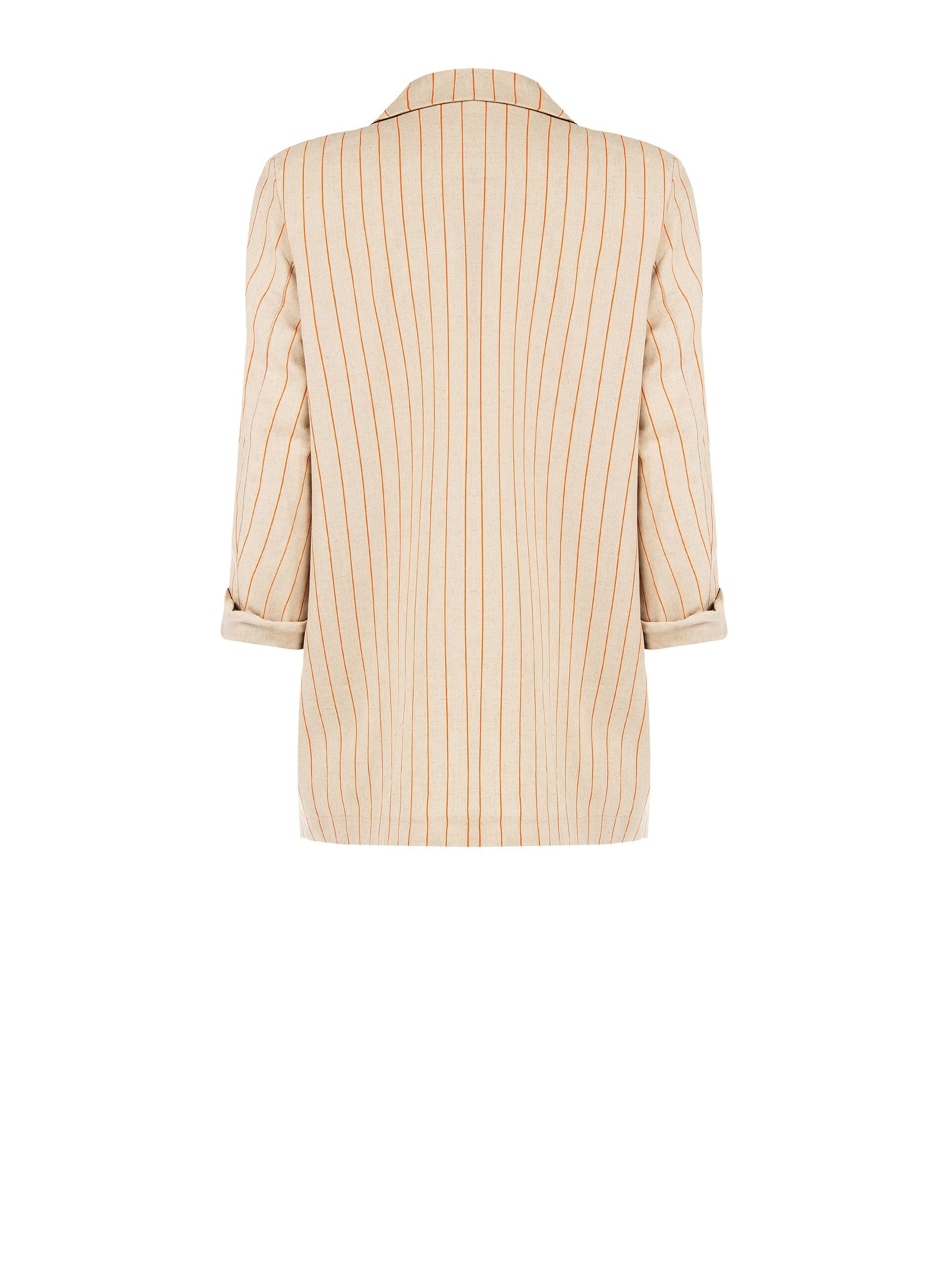 Rinascimento - Veste blazer rayée en lin mélangé à coupe longue