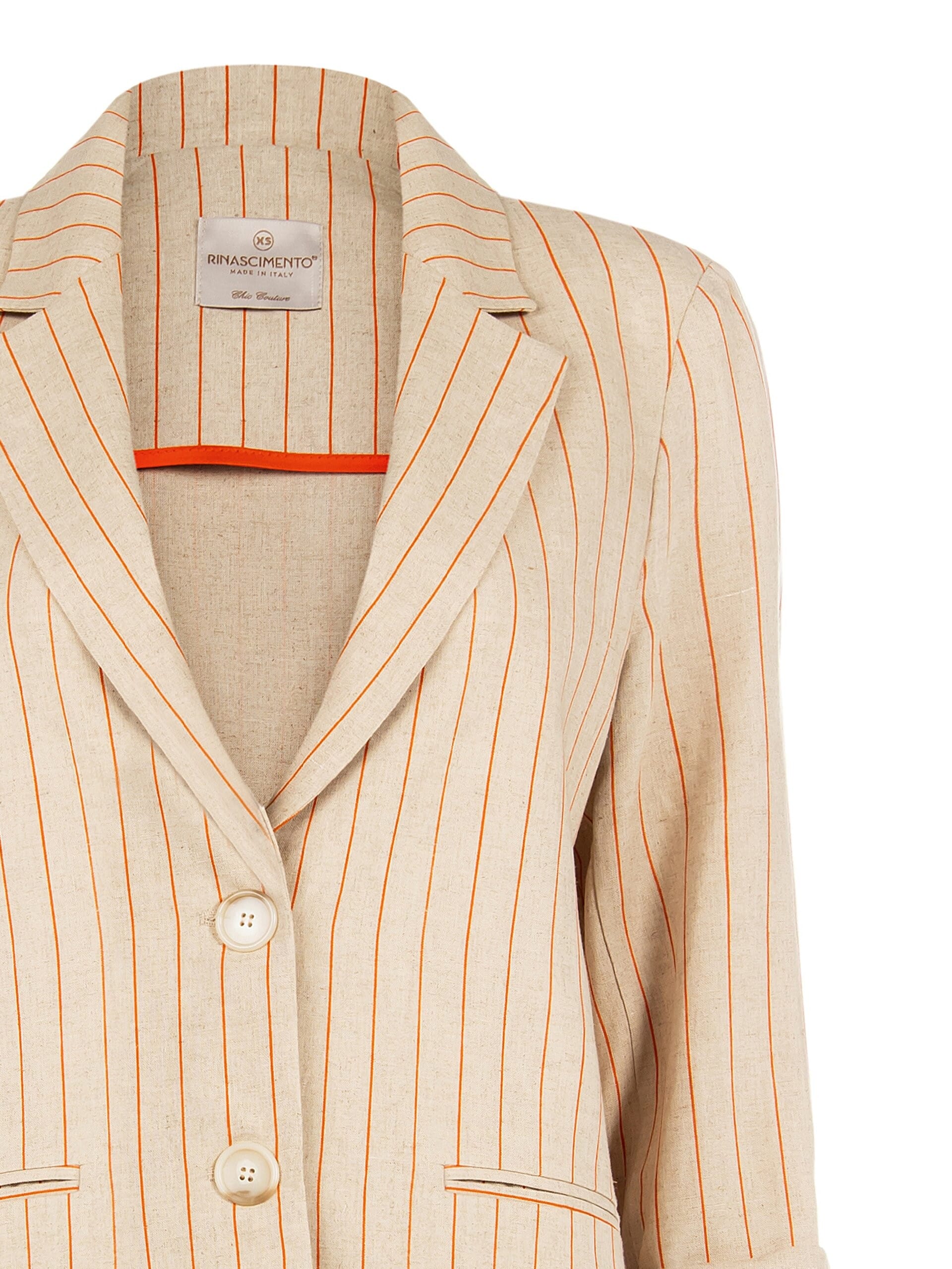 Rinascimento - Veste blazer rayée en lin mélangé à coupe longue