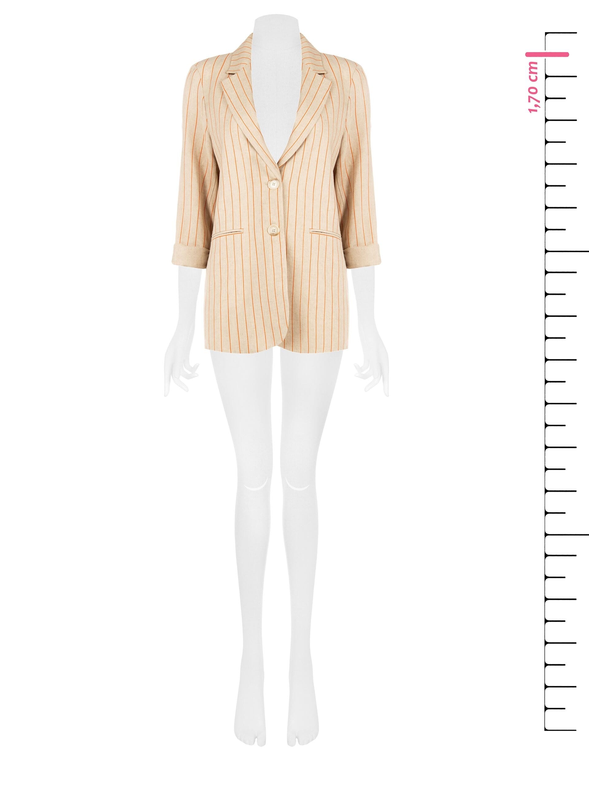 Rinascimento - Veste blazer rayée en lin mélangé à coupe longue