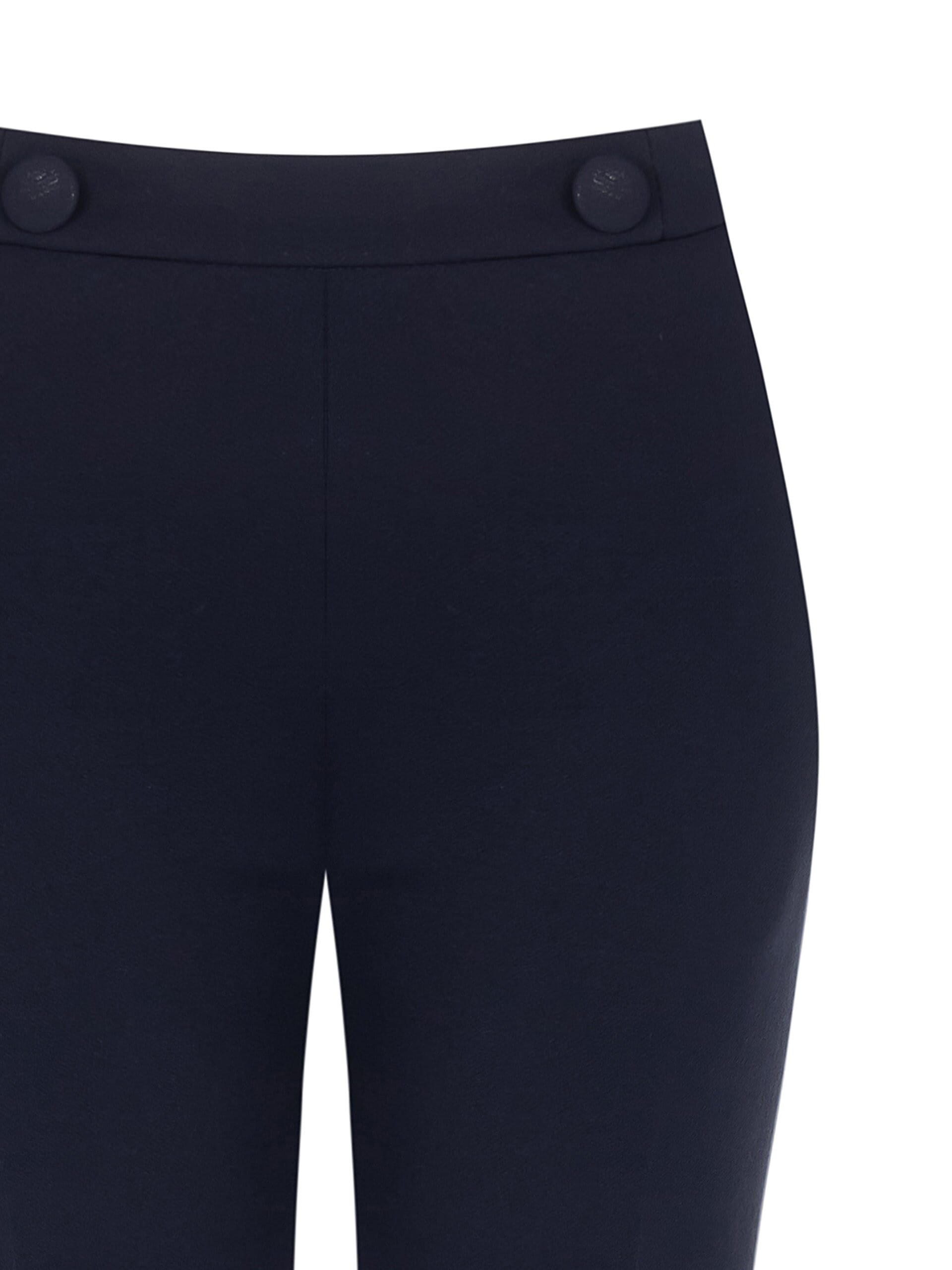 Pantaloni A Zampa In Scuba Crepe Con Elastico E Bottoni Abbinati Rinascimento