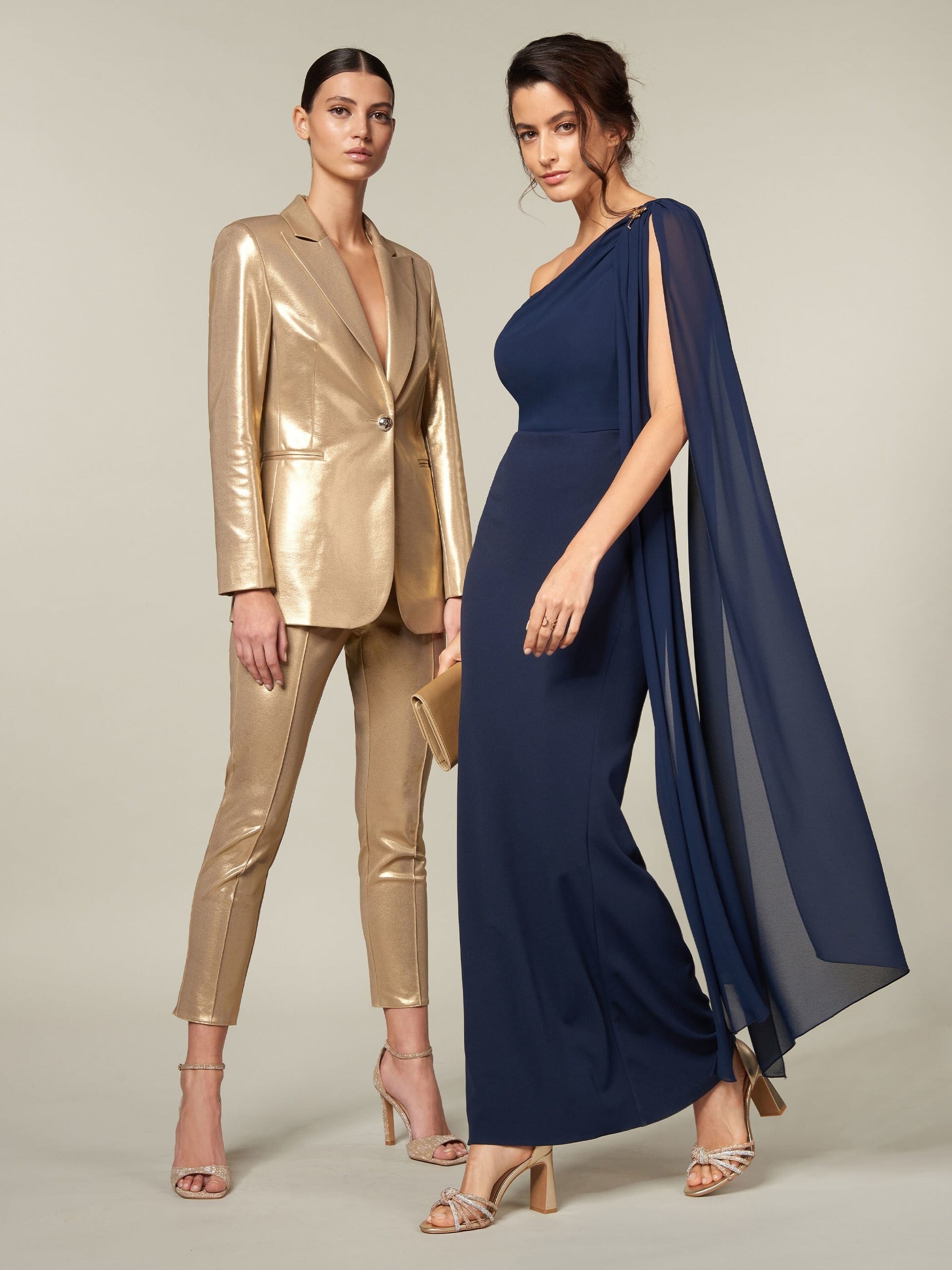 Rinascimento Gold Laminated Skinny Cutaway Trousers