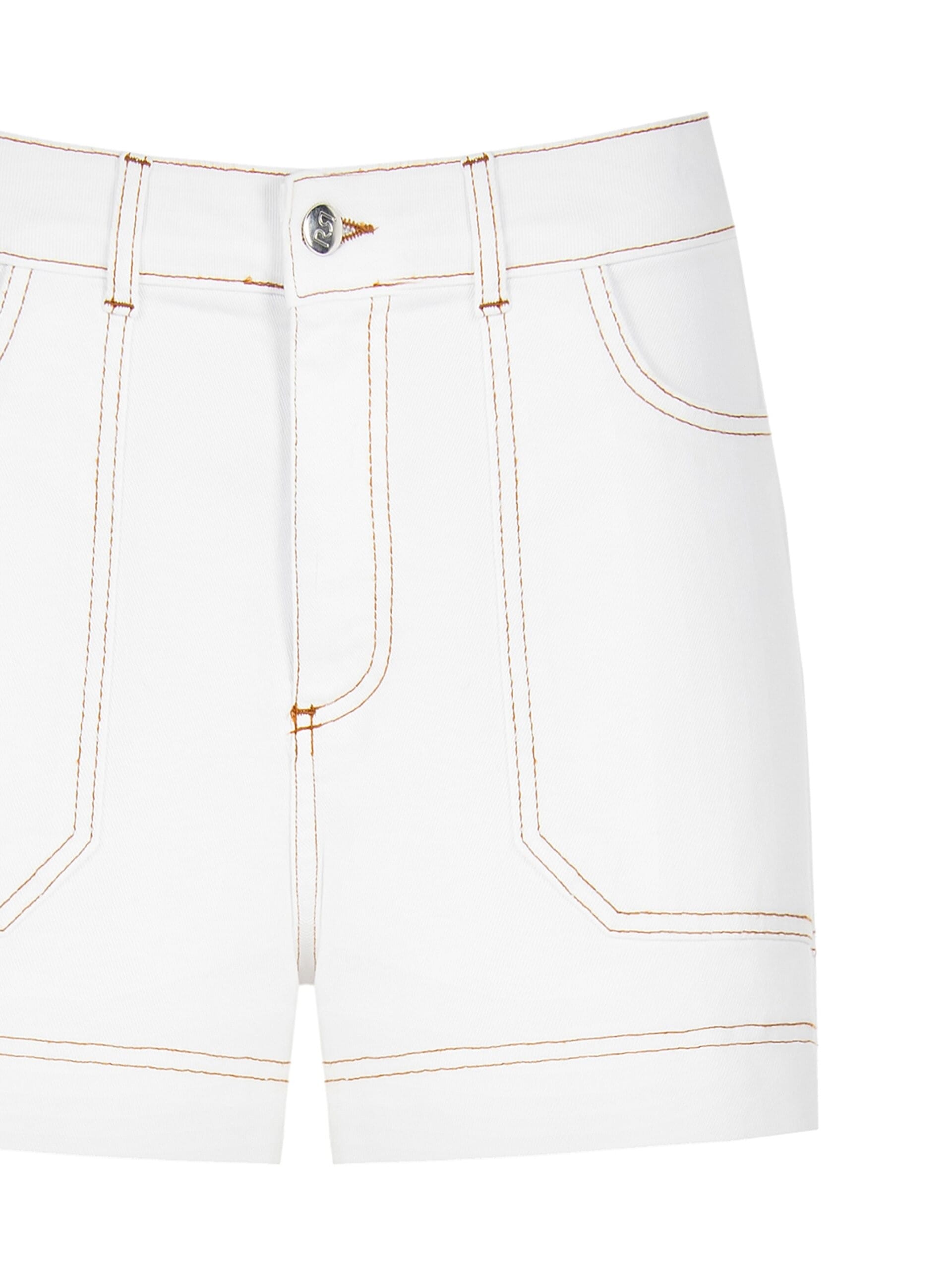 Baggy Denim Short Trousers With Contrast Stitching Rinascimento