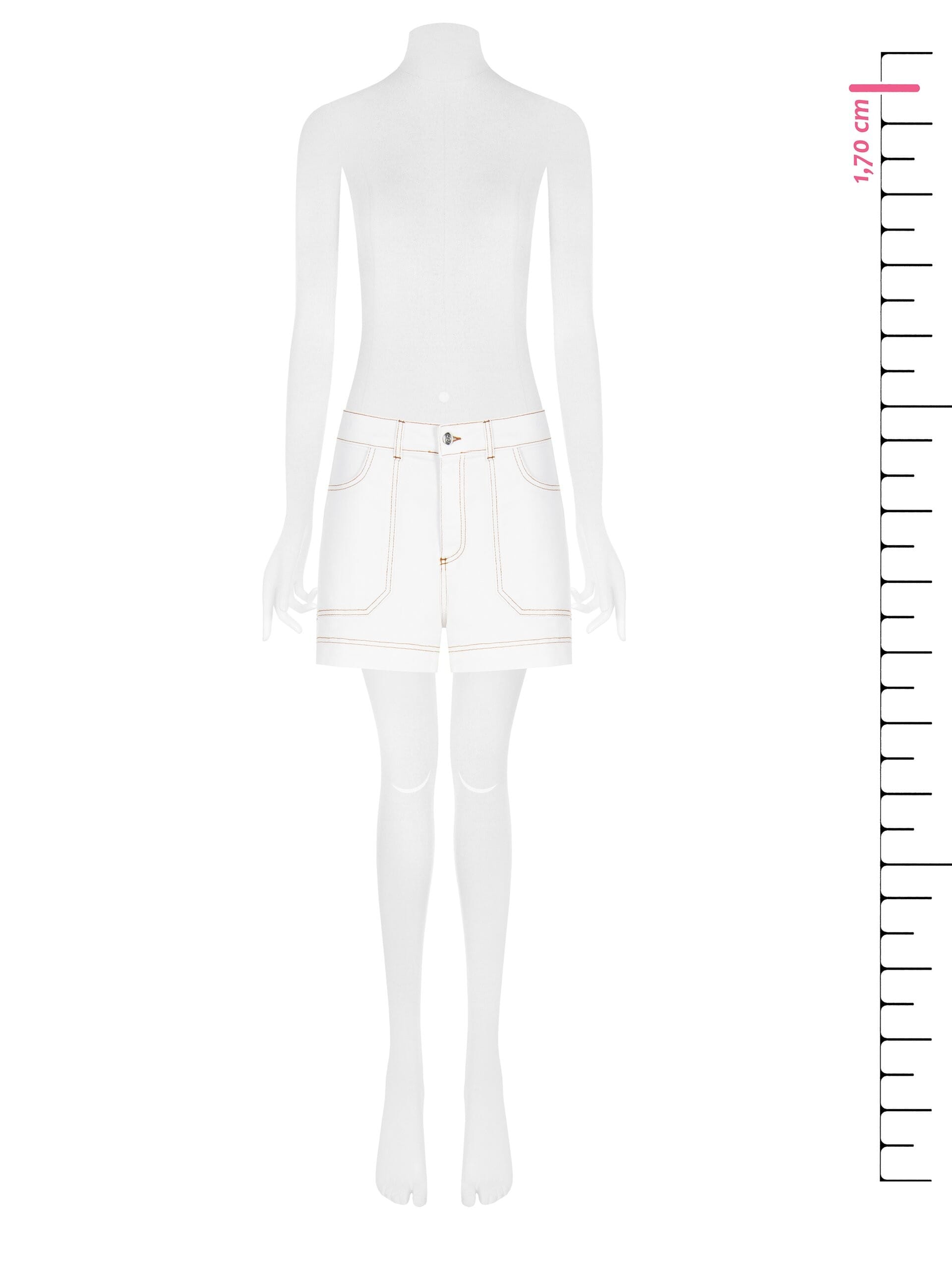 Baggy Denim Short Trousers With Contrast Stitching Rinascimento