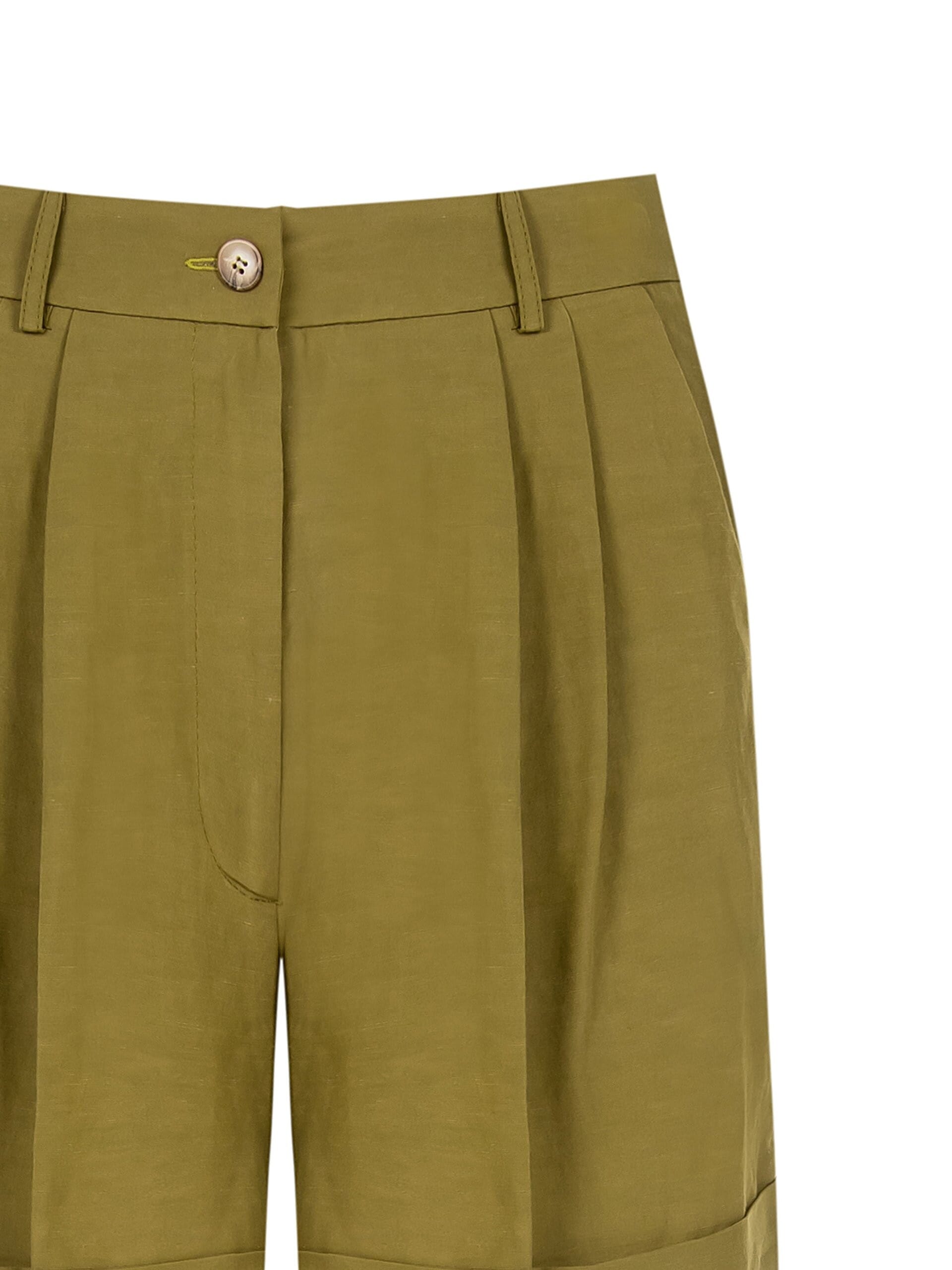 Pantaloni Corti Con Doppia Pinces In Misto Lino Rinascimento