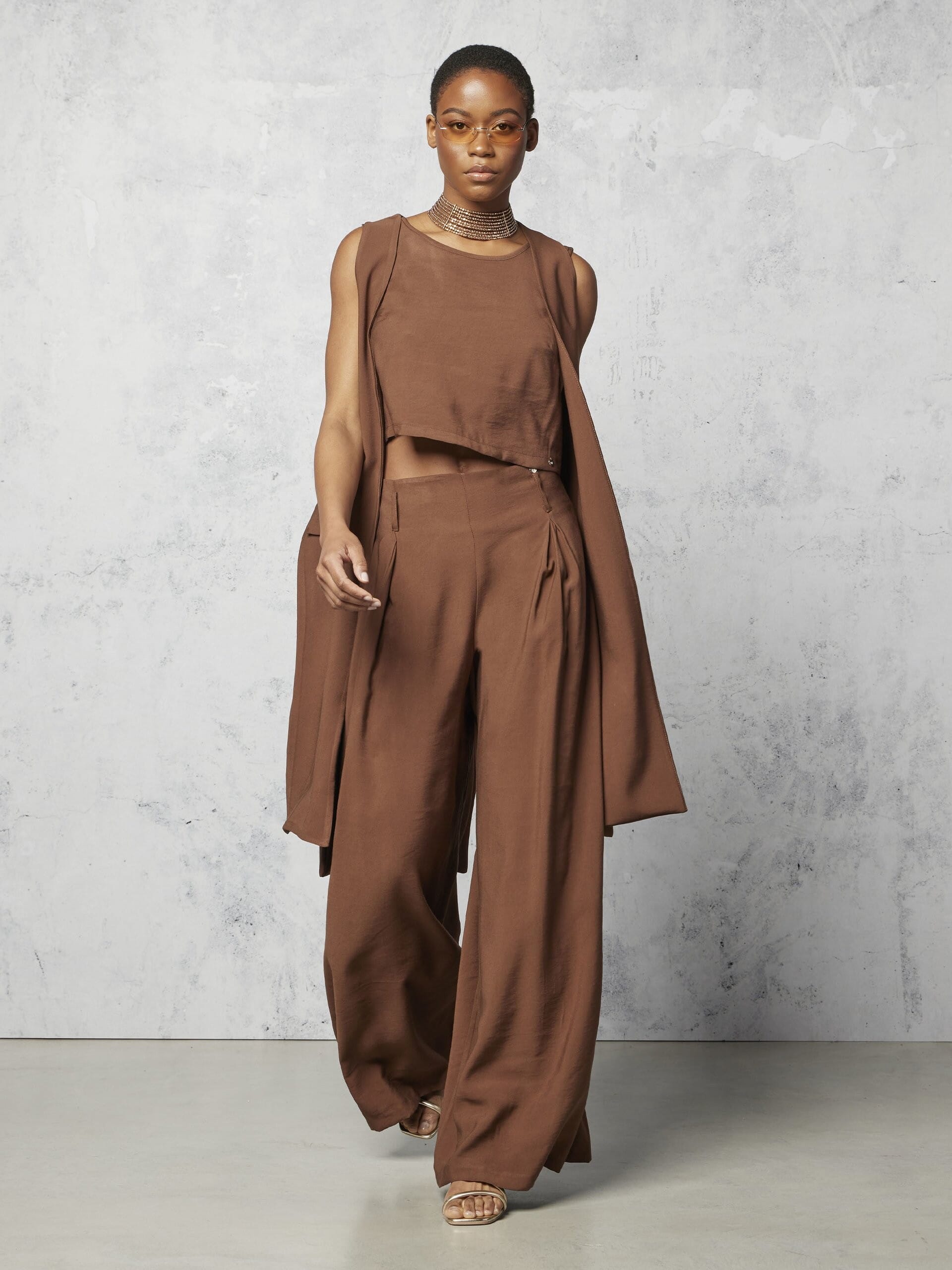 Pantalon de palais en viscose légèrement froissé avec pinces maxi Rinascimento