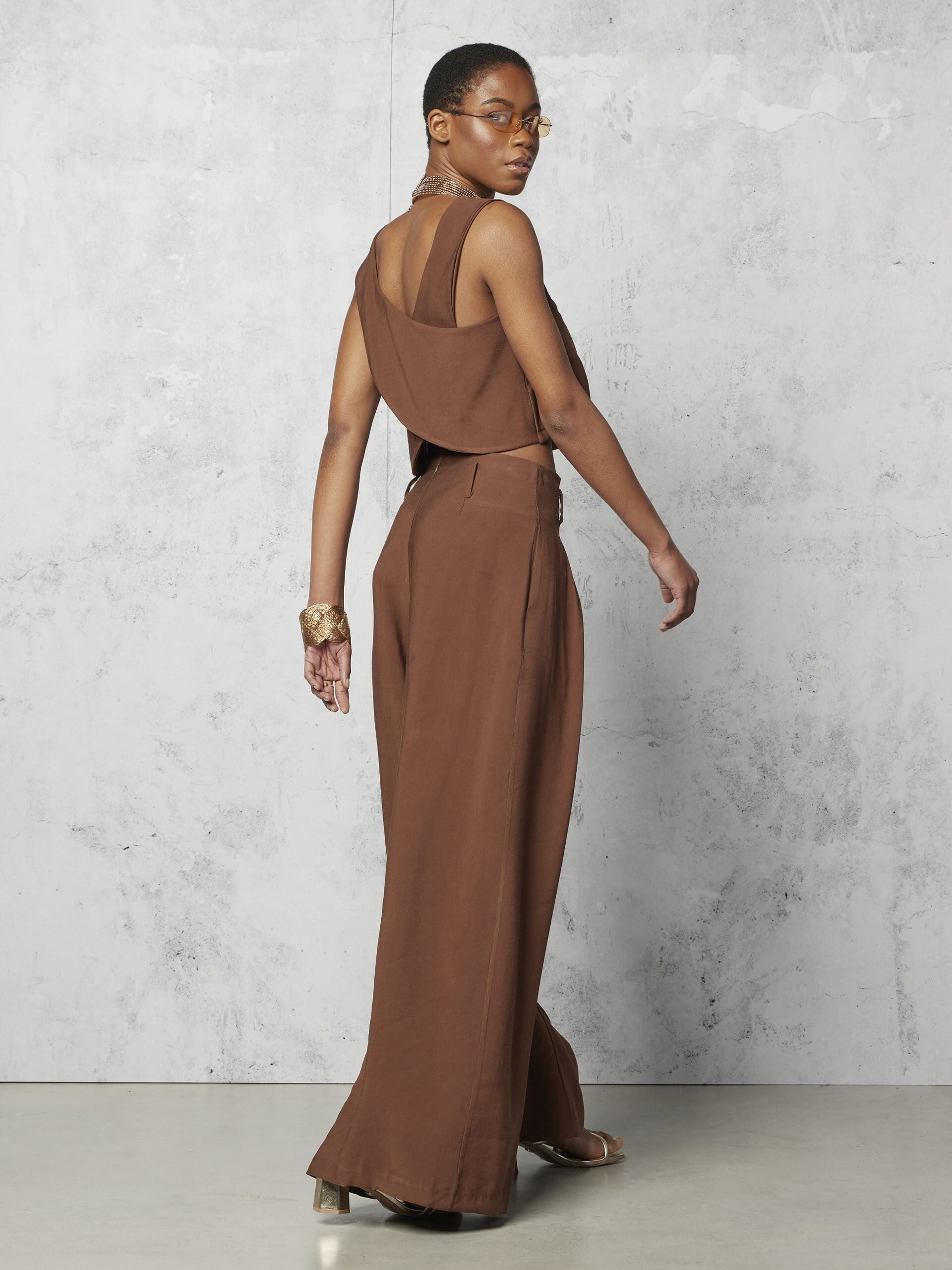 Pantalon de palais en viscose légèrement froissé avec pinces maxi Rinascimento