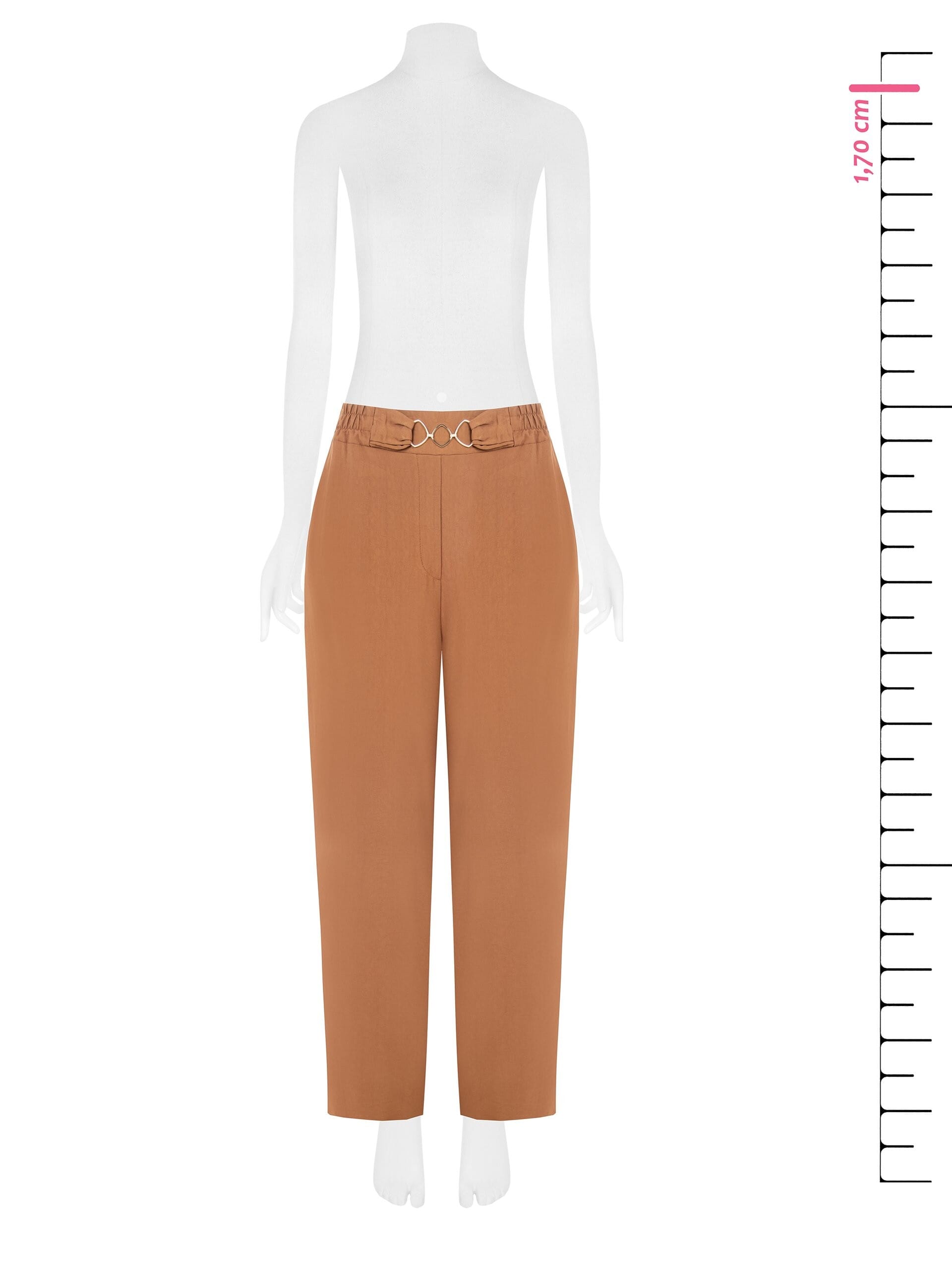 Pantaloni Larghi In Viscosa Leggermente Stropicciato Con Elastico E Dettaglio Catena Rinascimento