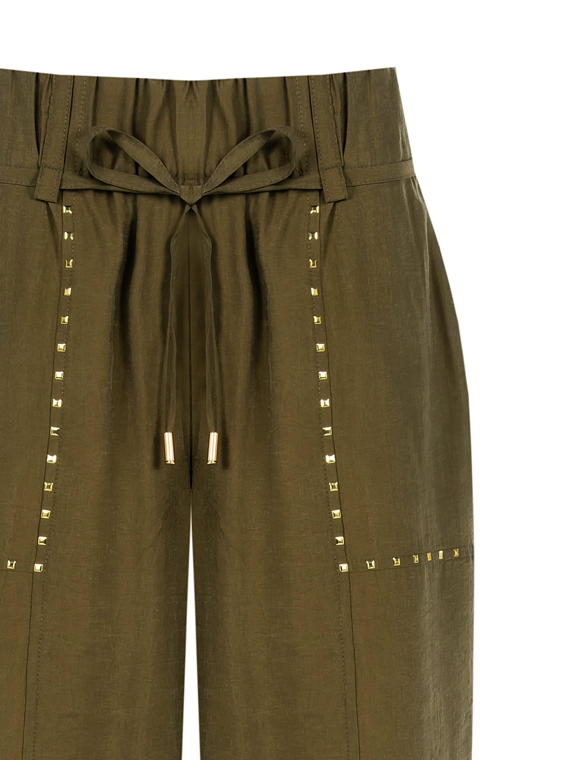 Pantaloni Palazzo In Tessuto Leggermente Stropicciato Con Borchiette Rinascimento