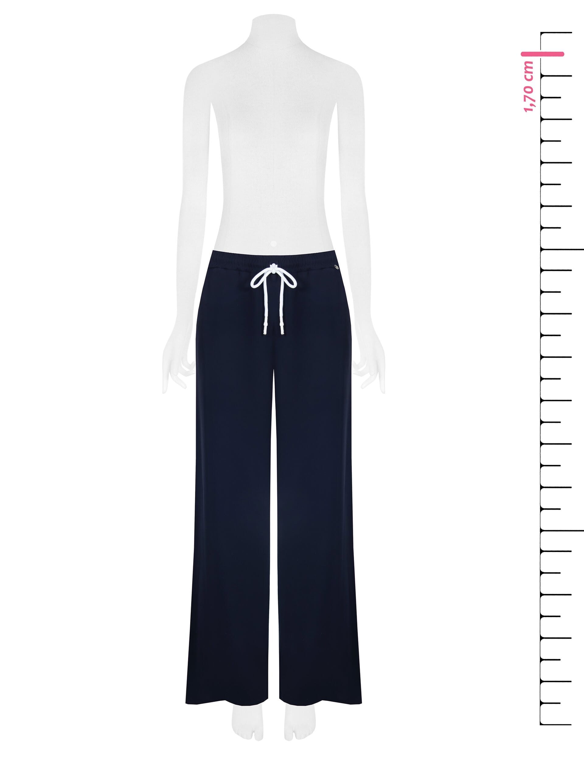 Pantaloni Palazzo A Zampa Bicolor In Denim Dietro E Bande Laterali A Righe Rinascimento