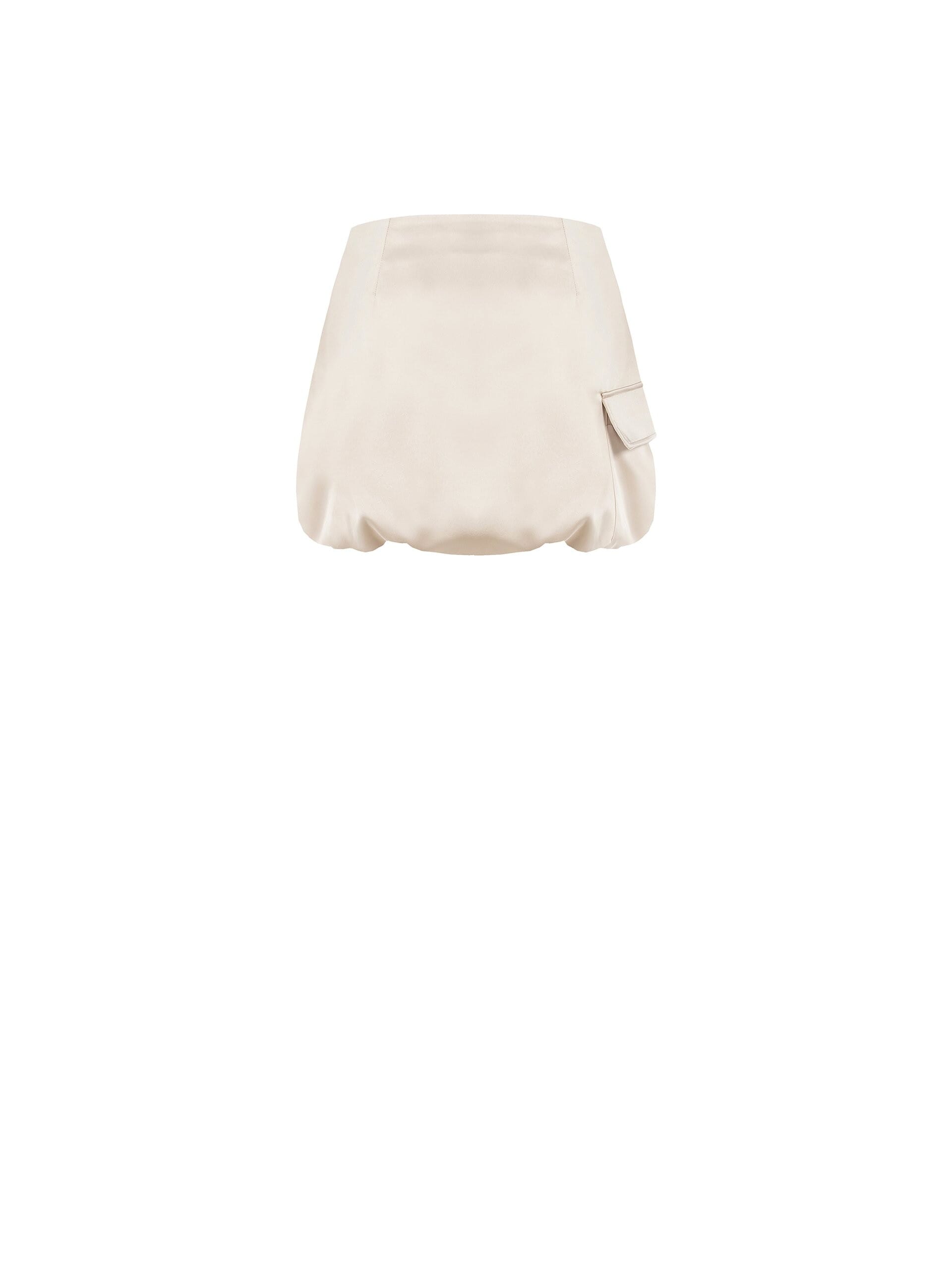 Minigonna A Palloncino In Raso Con Tasca E Bottone Gioiello Sul Lato Rinascimento