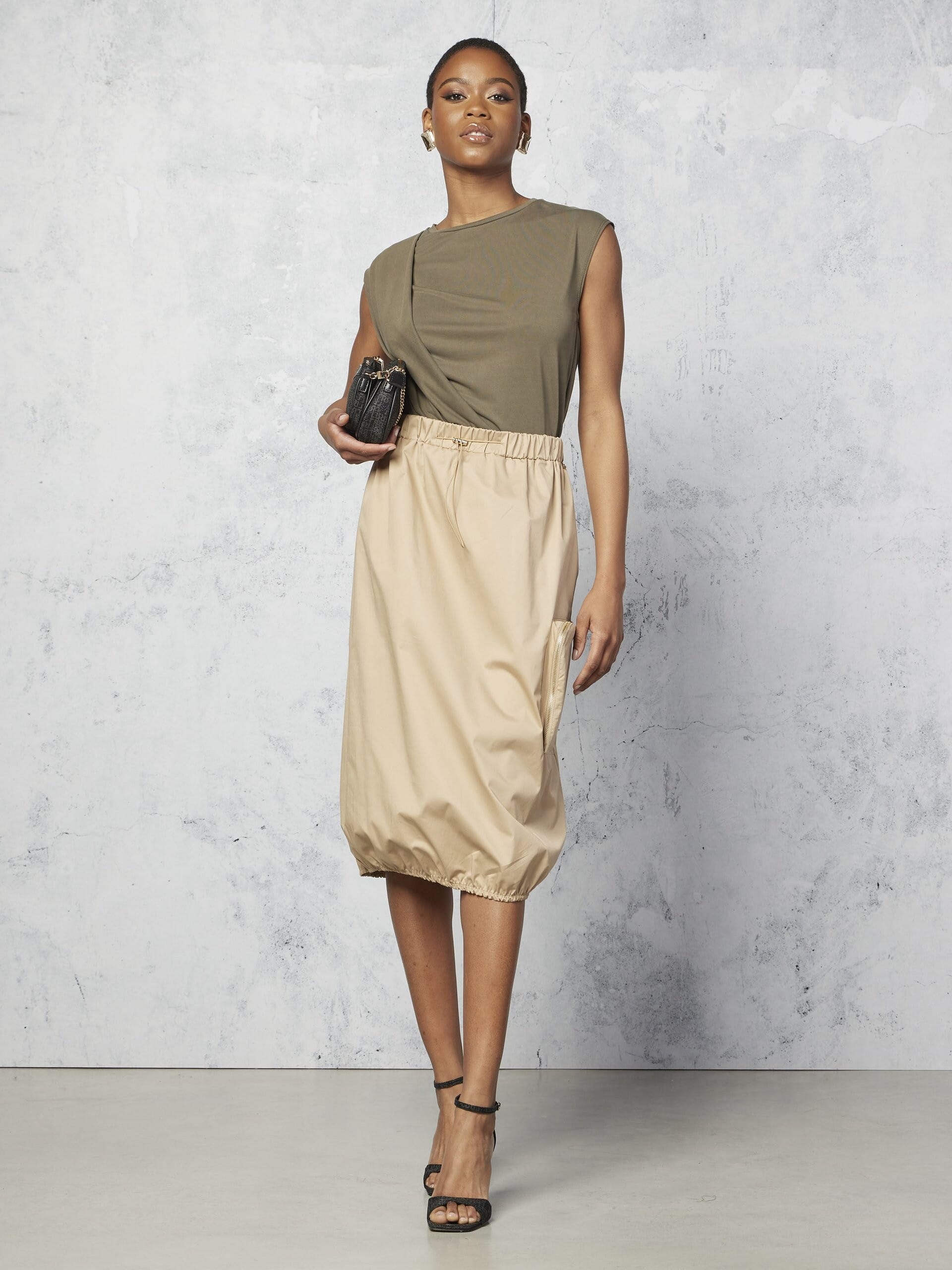 Longuette In Misto Cotone Con Maxi Tasca Con Chiusura A Zip Rinascimento