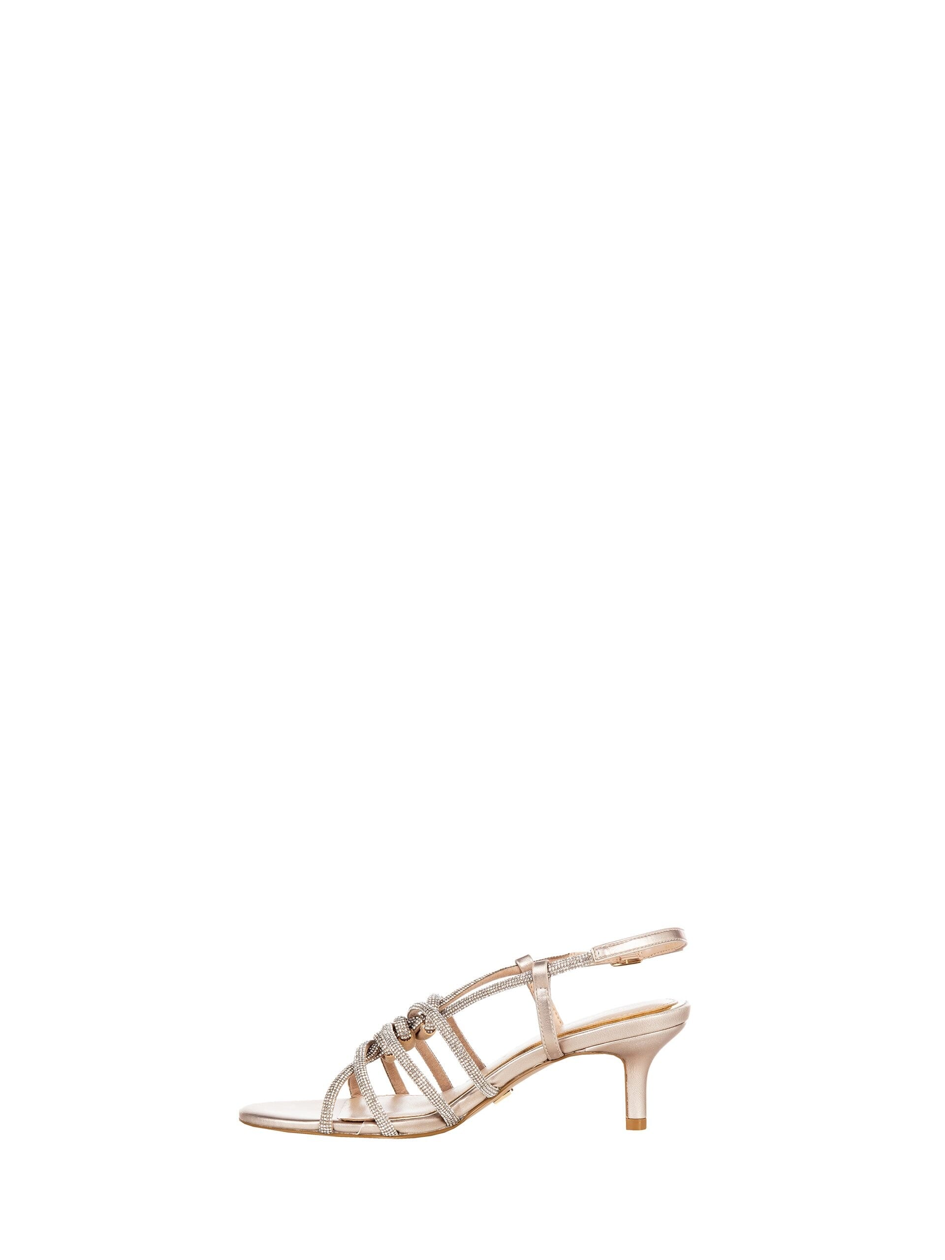 Sandali Con Tacco Basso E Fascette Annodate In Strass Rinascimento