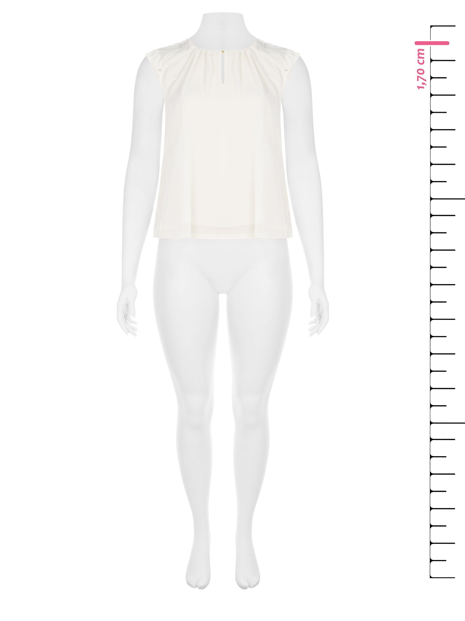 Curvy Crepe Blouse With Embroidered Tulle Detail With Sequins On Shoulders Curvy Rinascimento