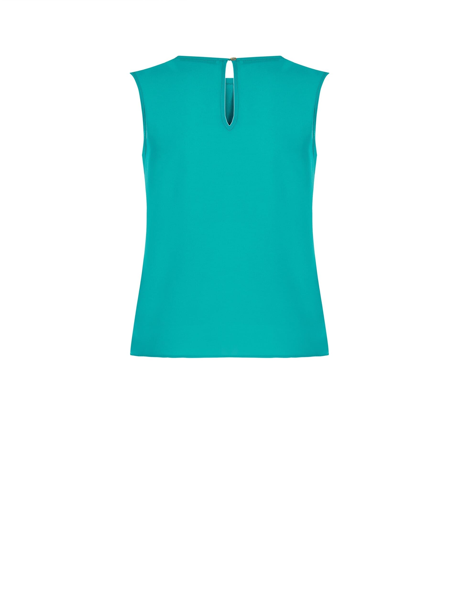 Georgette Curvy Blouse With Ruffle And Rhinestone Detail At Collar Rinascimento Curvy