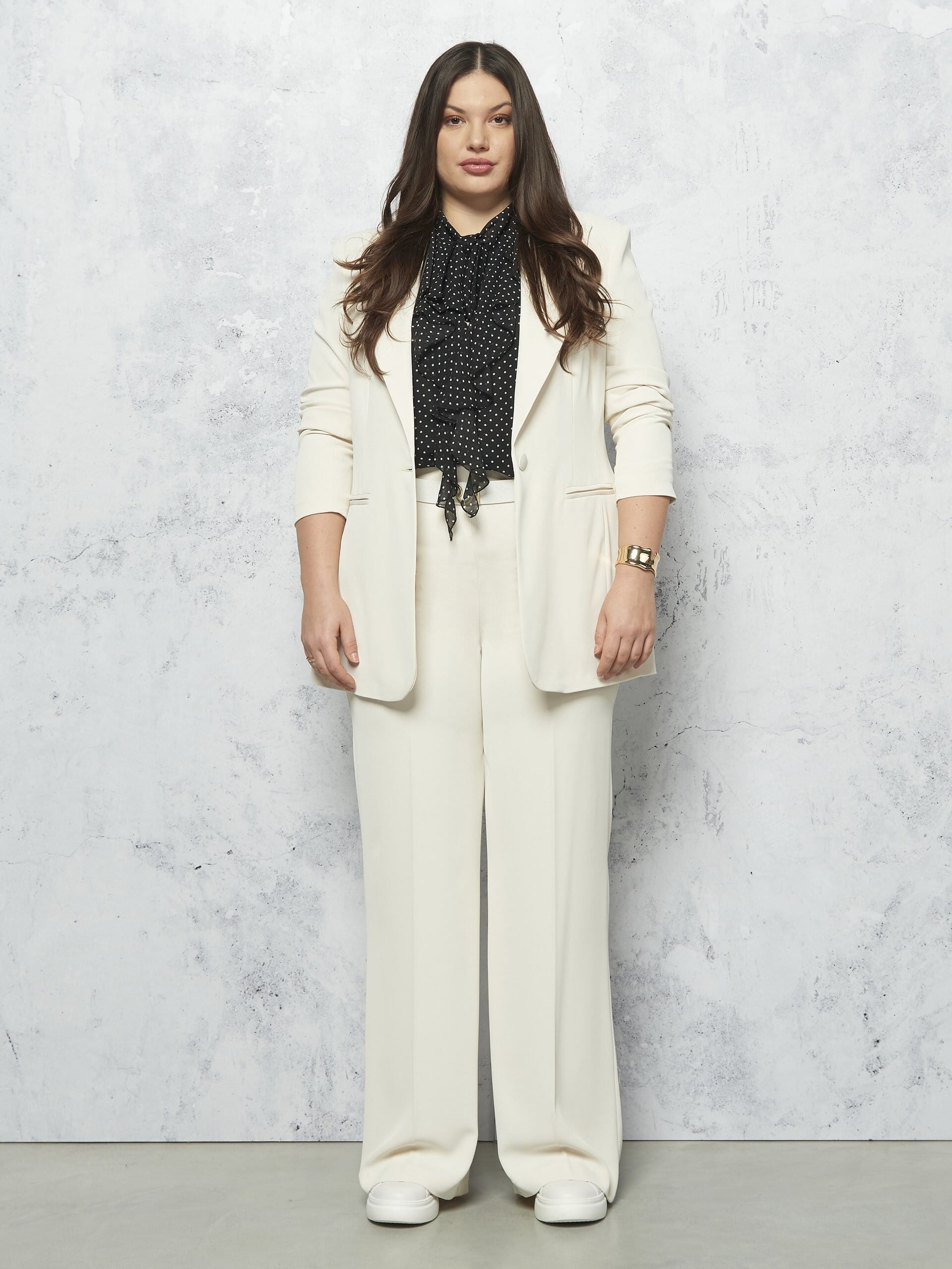 Chemisier fluide en Georgette imprimé avec nœud et volants Rinascimento