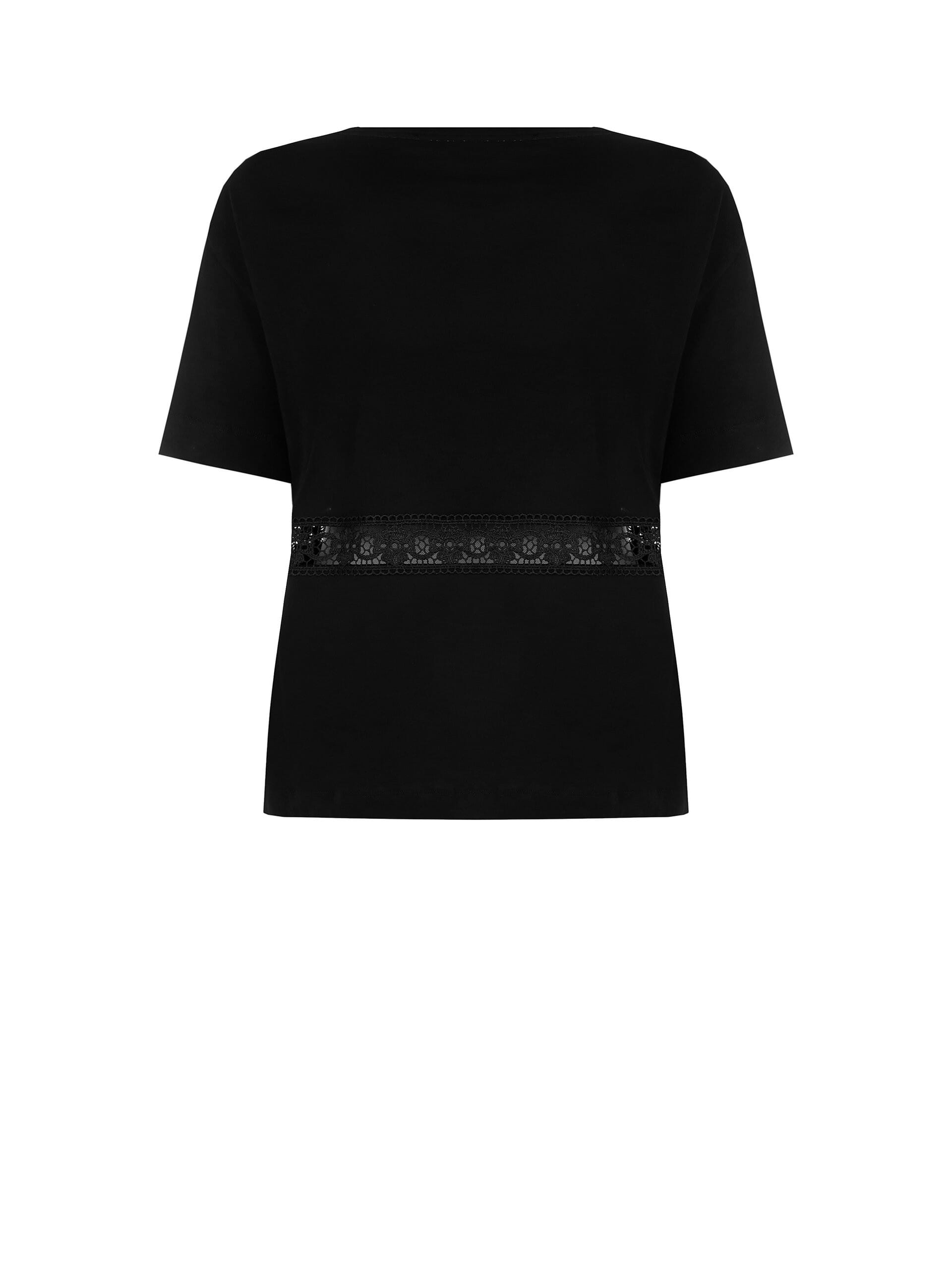 Rinascimento Curvy Regular Cotton T-Shirt With Perforated Detail