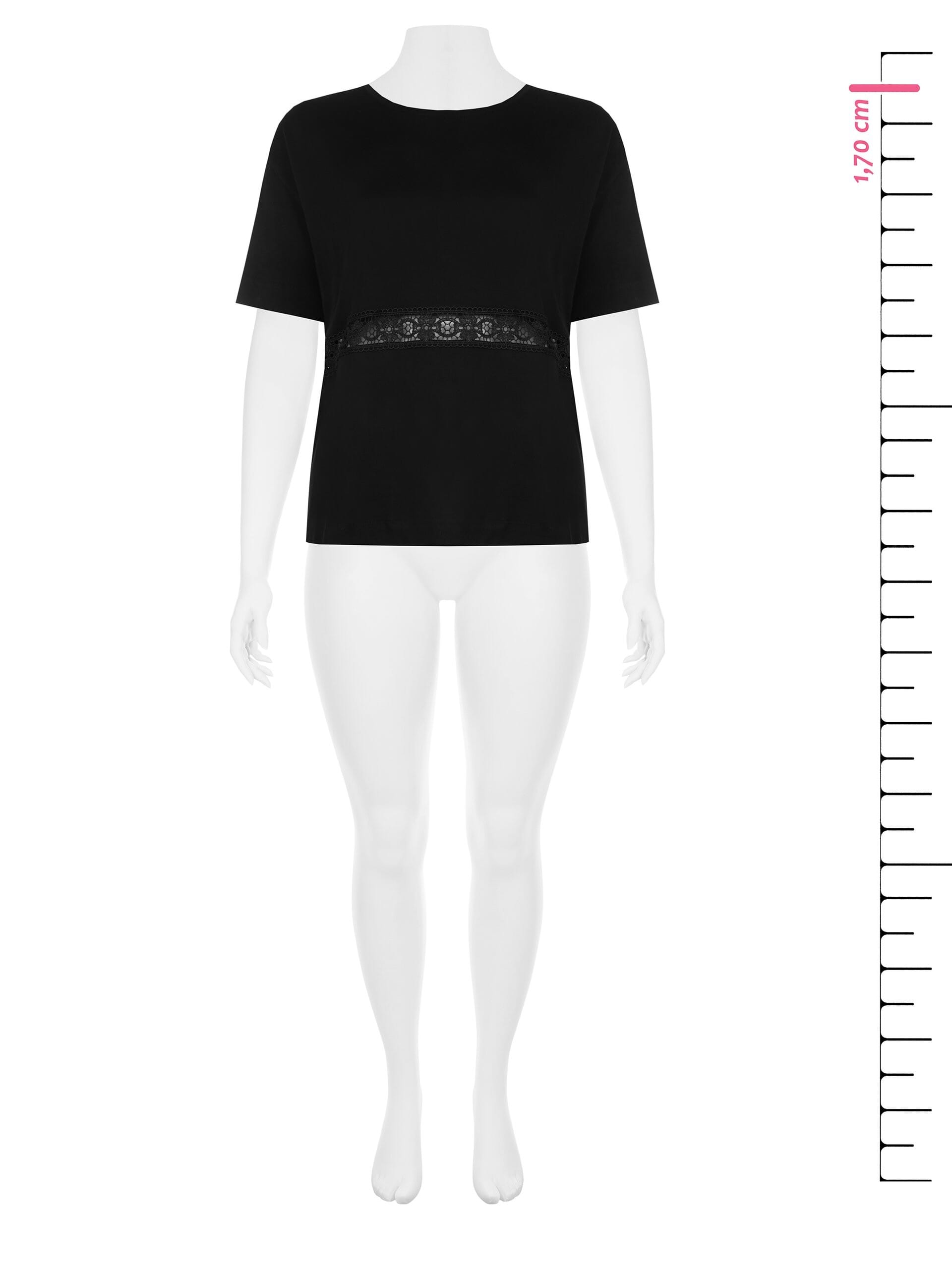 Rinascimento Curvy Regular Cotton T-Shirt With Perforated Detail