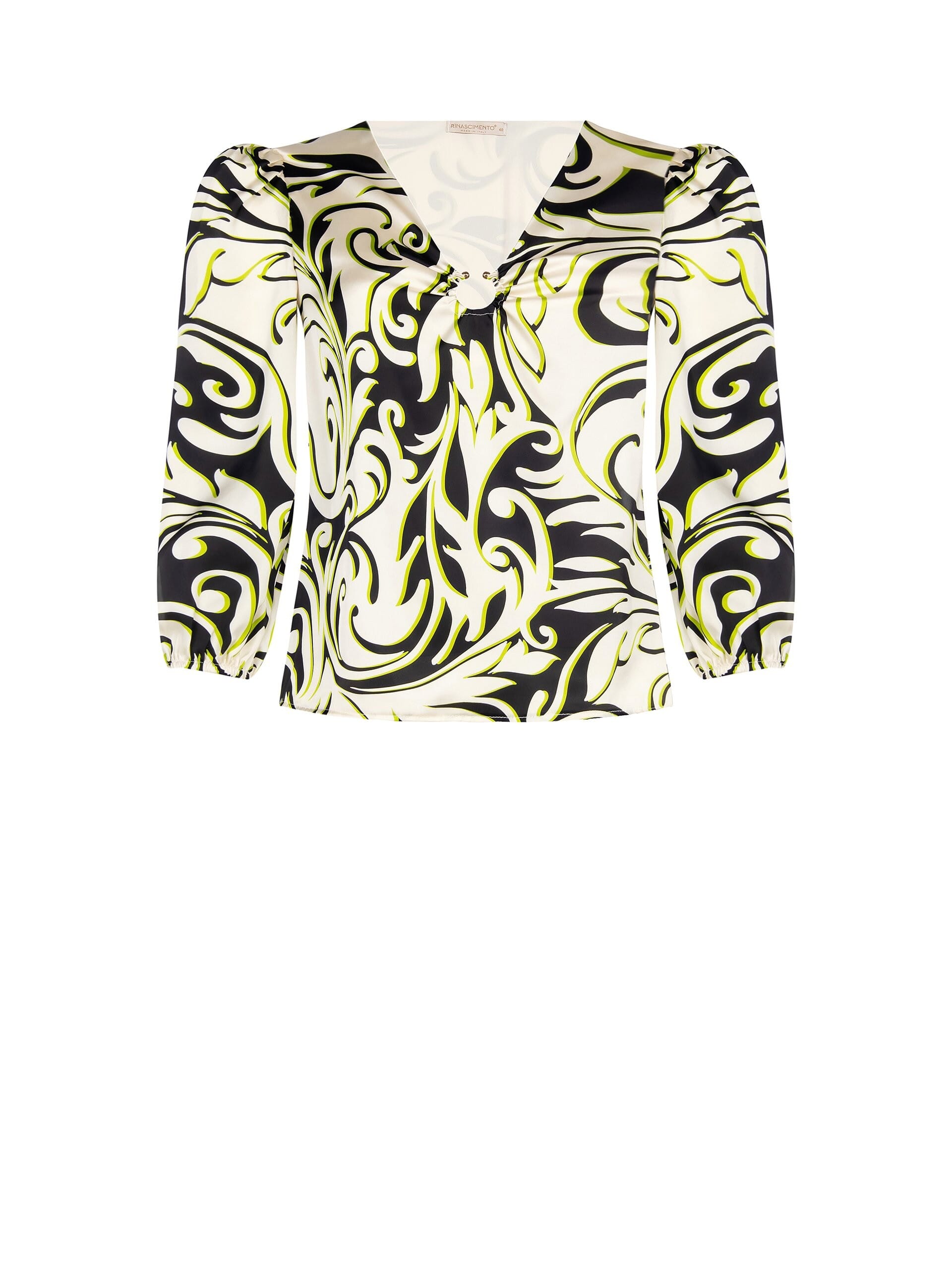 Chemisier imprimé en satin Curvy avec anneau métallique à l'encolure Rinascimento Curvy