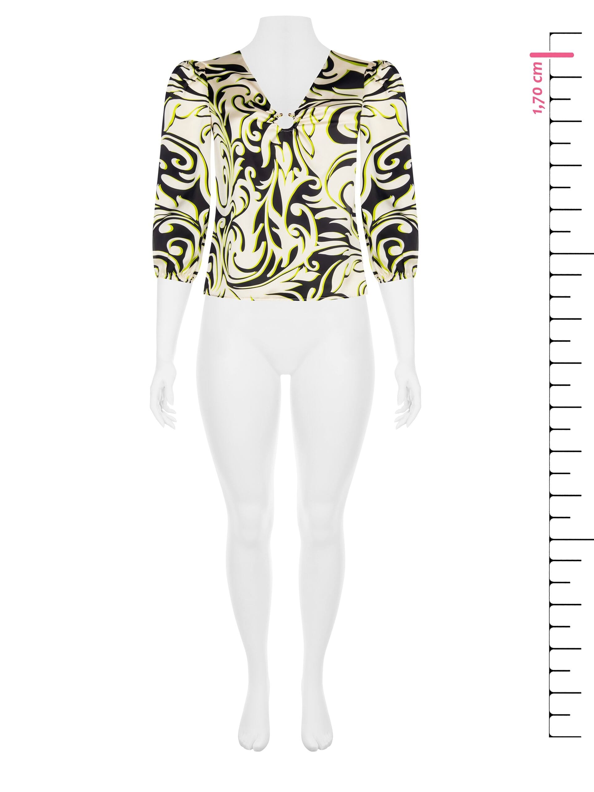 Chemisier imprimé en satin Curvy avec anneau métallique à l'encolure Rinascimento Curvy