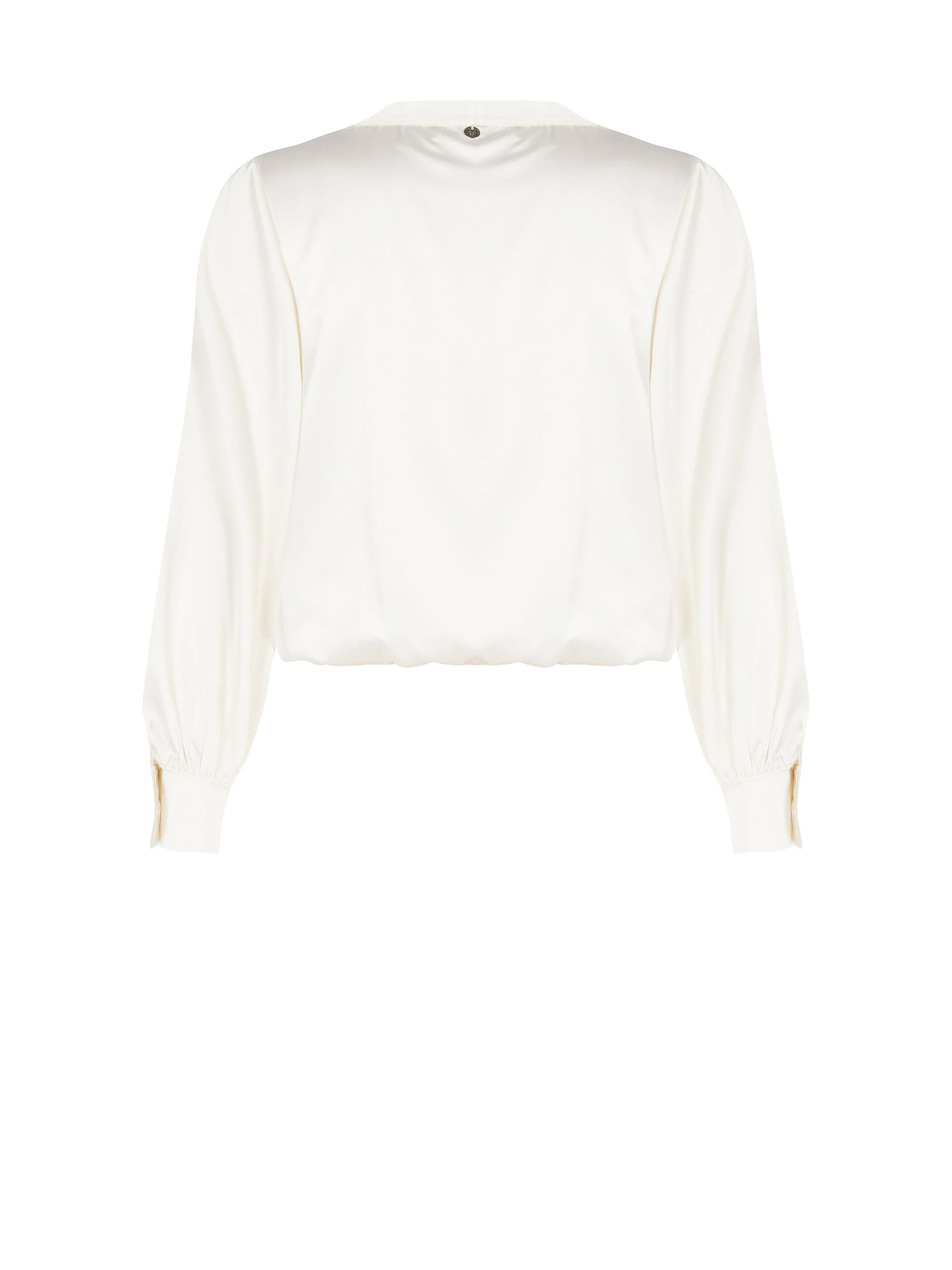 Rinascimento - Curvy Balloon Satin Cross Neckline Blouse