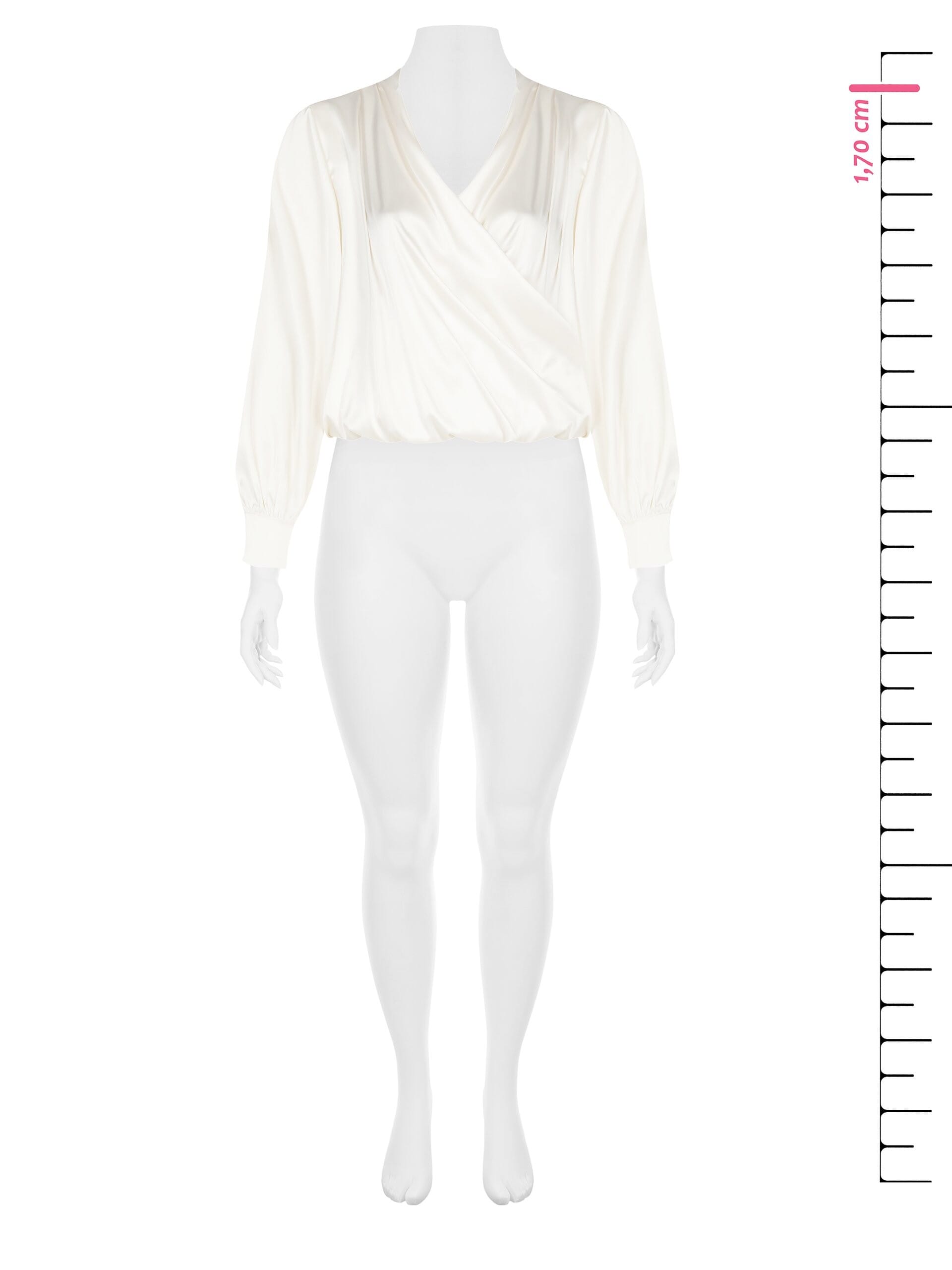 Rinascimento - Curvy Balloon Satin Cross Neckline Blouse