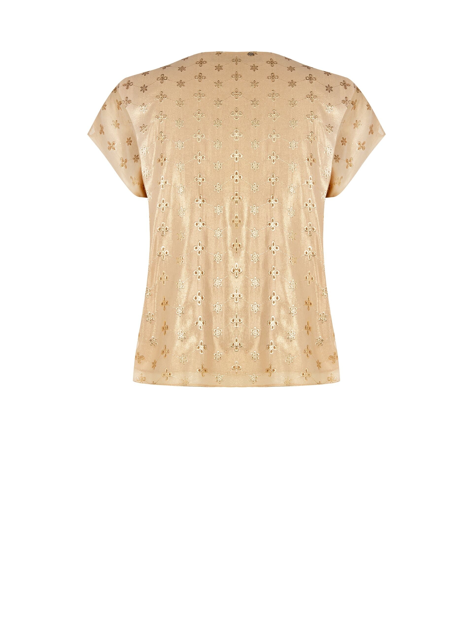 Wide Curvy Blouse In Double Georgette Embroidered Flower Sangallo Style In Lurex Curvy Rinascimento