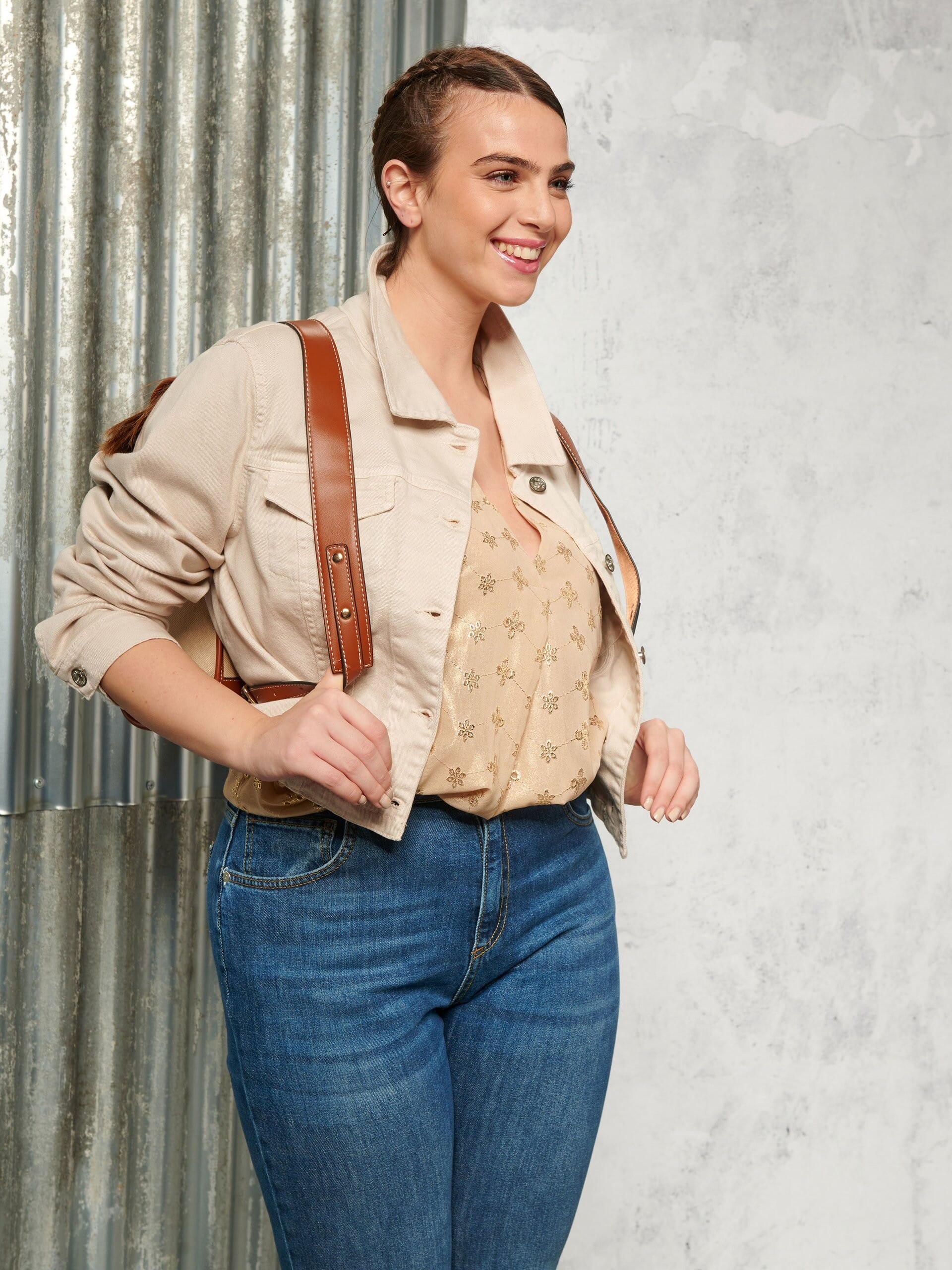 Wide Curvy Blouse In Double Georgette Embroidered Flower Sangallo Style In Lurex Curvy Rinascimento