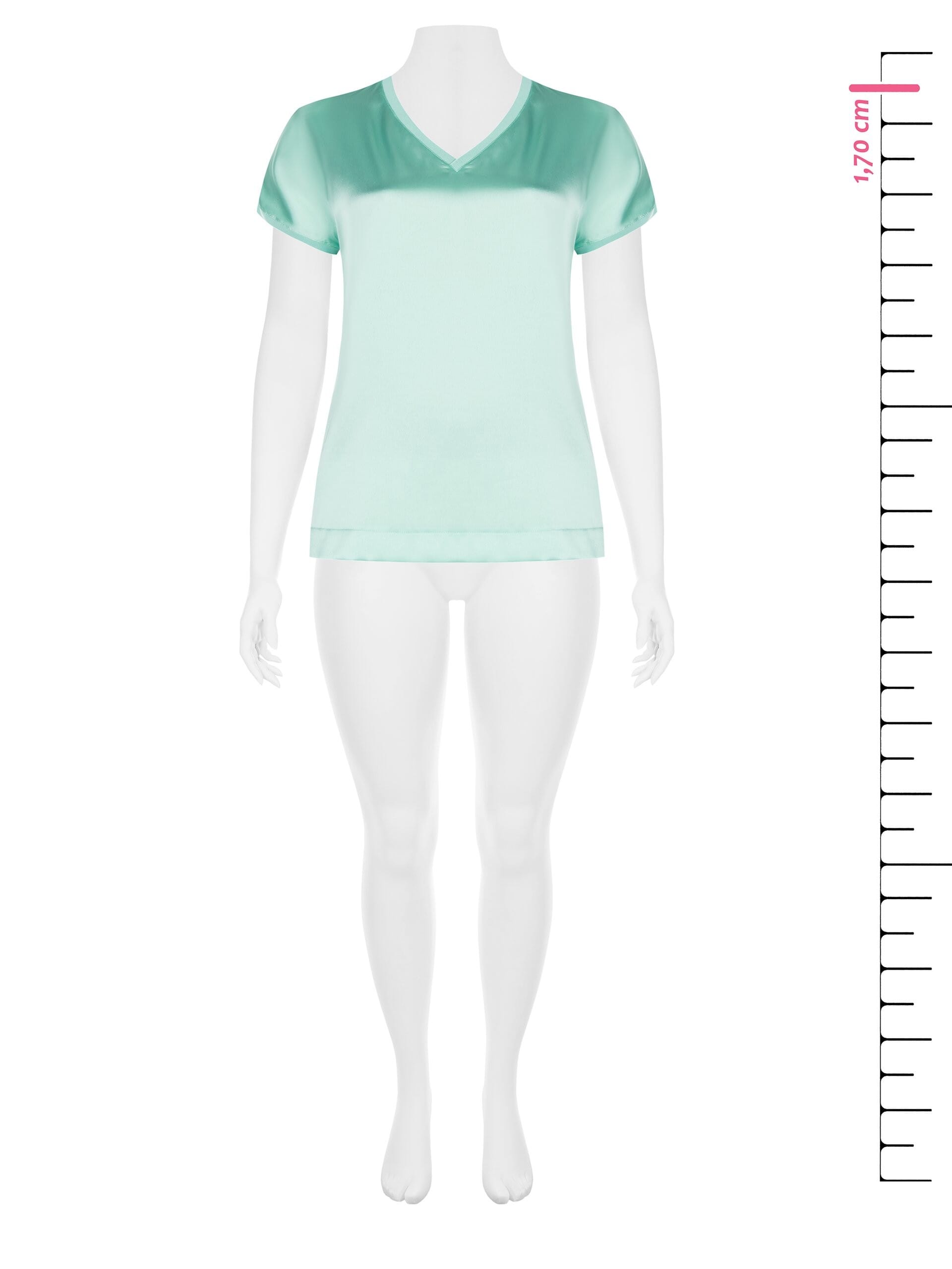 T-Shirt Curvy Fluida Asimmetrica In Raso Davanti E Viscosa Dietro Scollo A V Rinascimento Curvy