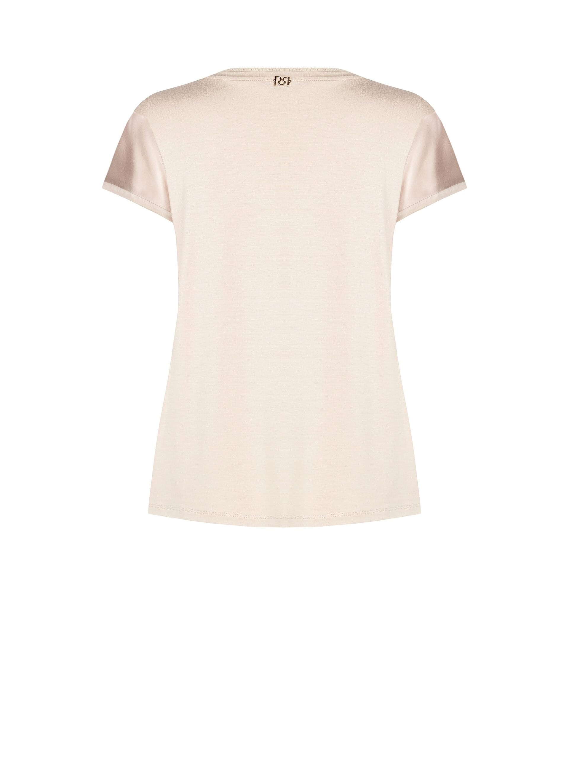 T-Shirt Curvy Sfiancata In Raso Stampato Davanti Con Strass E Viscosa Dietro Rinascimento Curvy