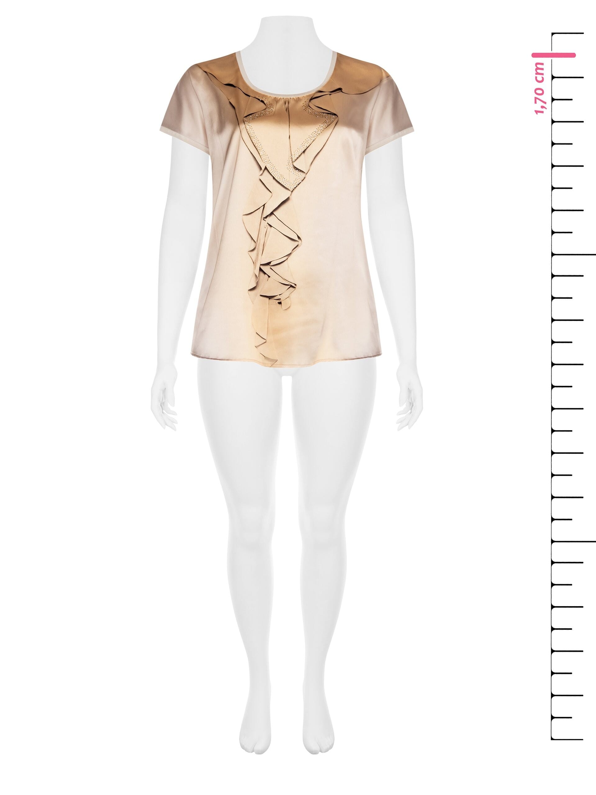 T-Shirt Curvy Sfiancata In Raso Stampato Davanti Con Strass E Viscosa Dietro Rinascimento Curvy