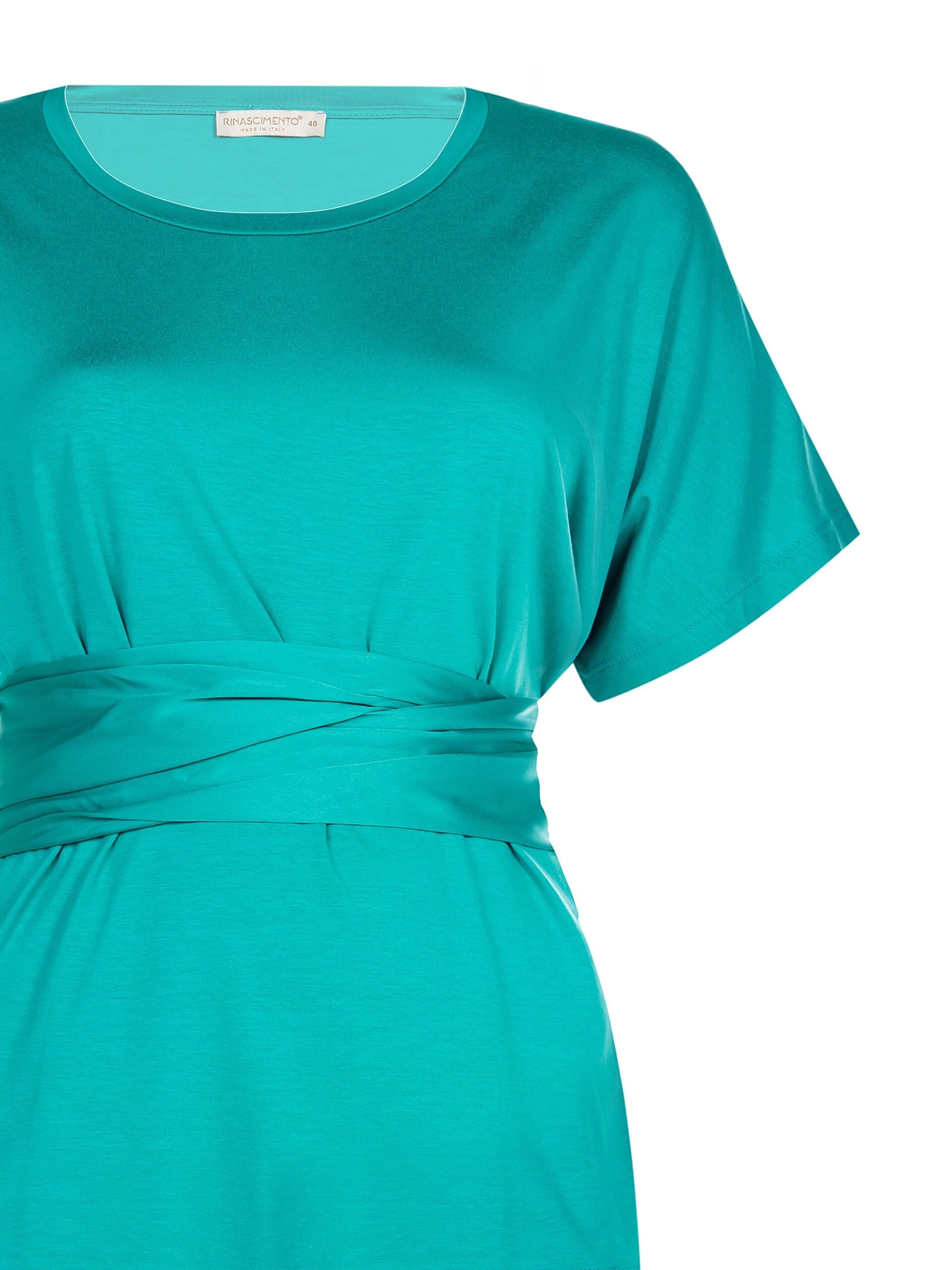 Rinascimento Curvy Over T-Shirt With Long Satin Corset Effect T-Shirt