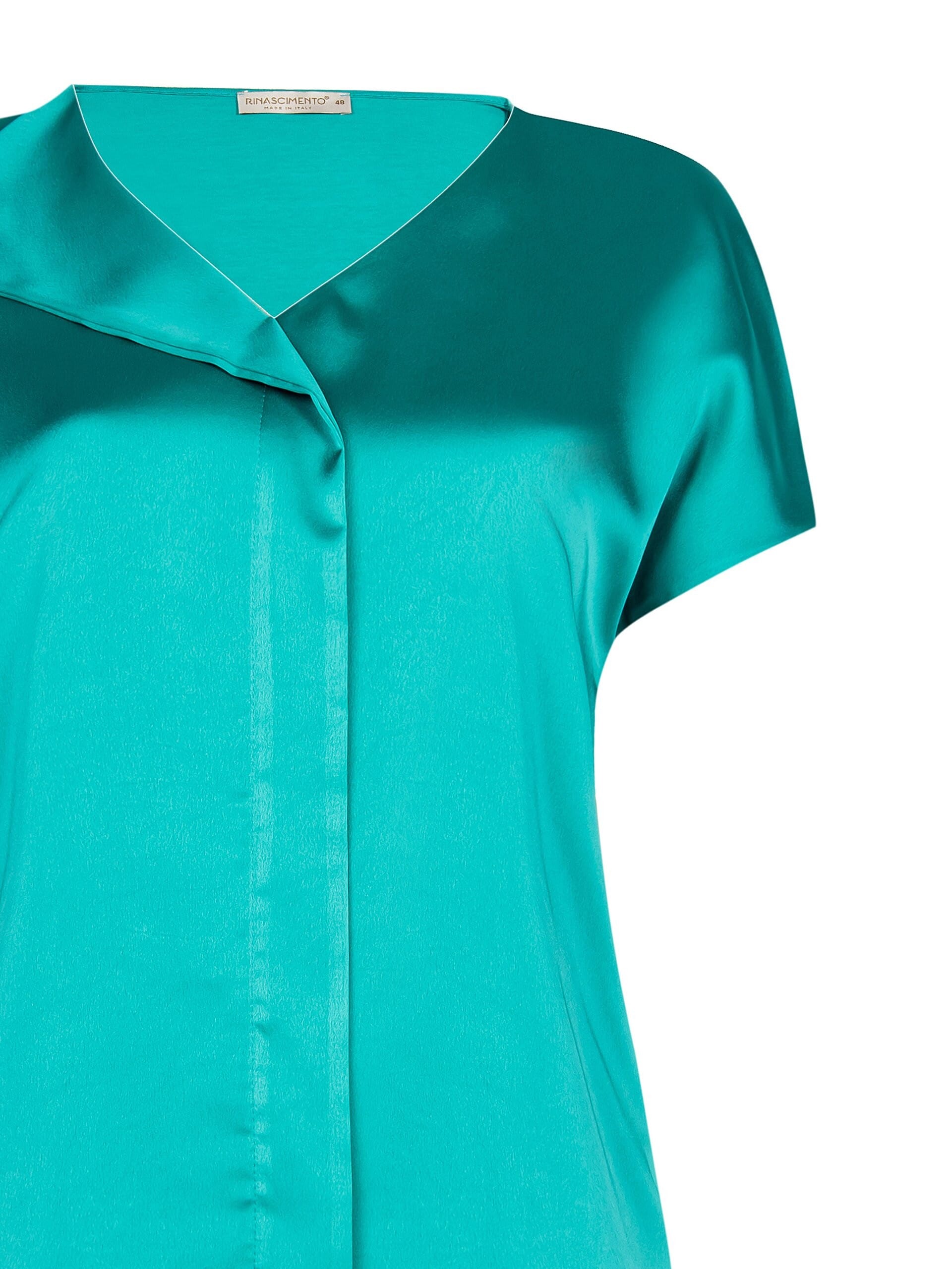 Chemisier fluide à encolure ronde, devant en satin plié et dos en viscose Rinascimento à encolure ronde